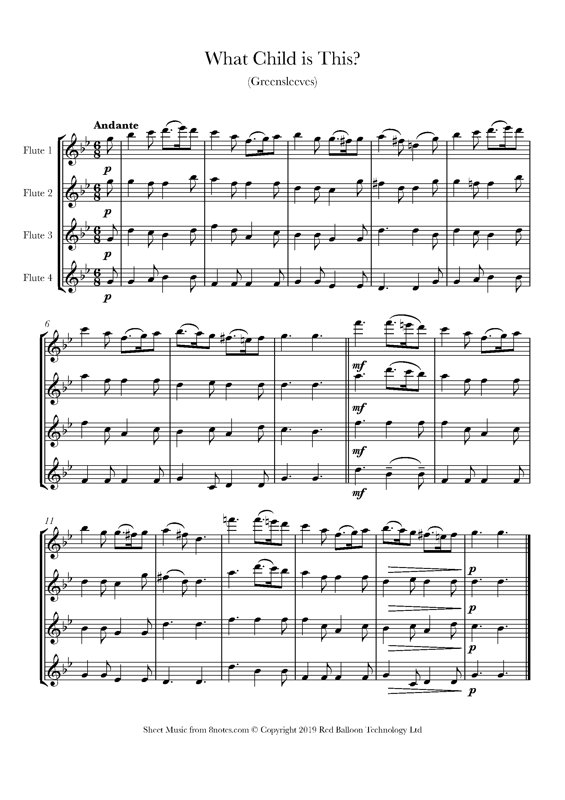 What Child Is This Sheet Music For Flute Quartet 8notes Com What Child Is This Sheet Music For Flute Quartet 8notes Com