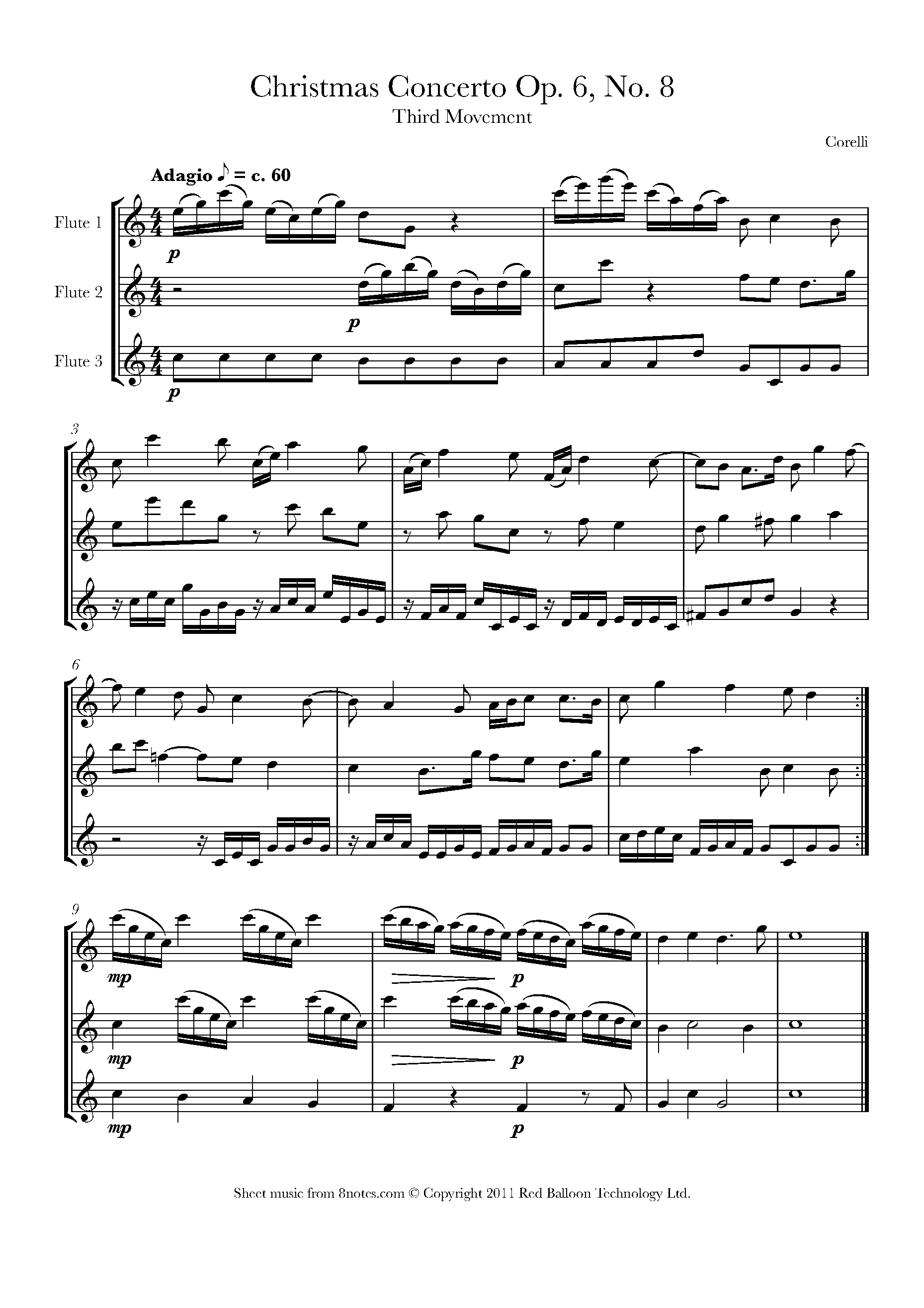Corelli Christmas Concerto Op. 6, No. 8 3rd Movement Sheet music for