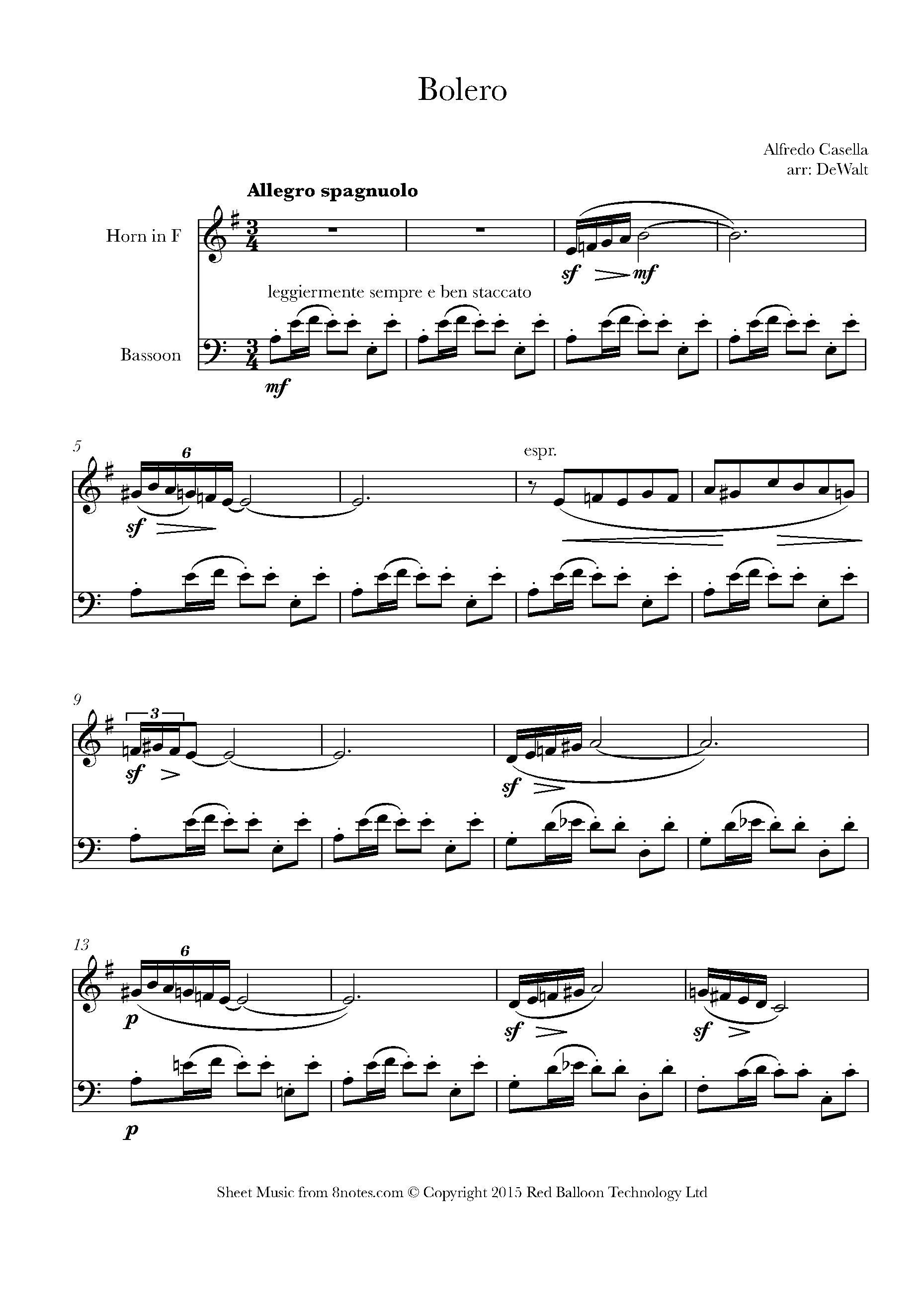 Casella Bolero from 11 Pezzi Infantili, Op.35 Sheet music for French