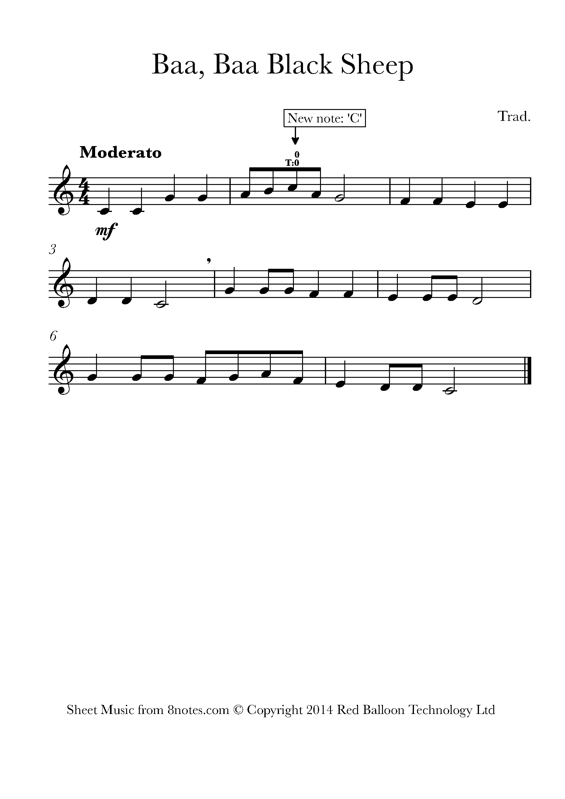 Baa Baa Black Sheep Sheet music for French Horn 8notes