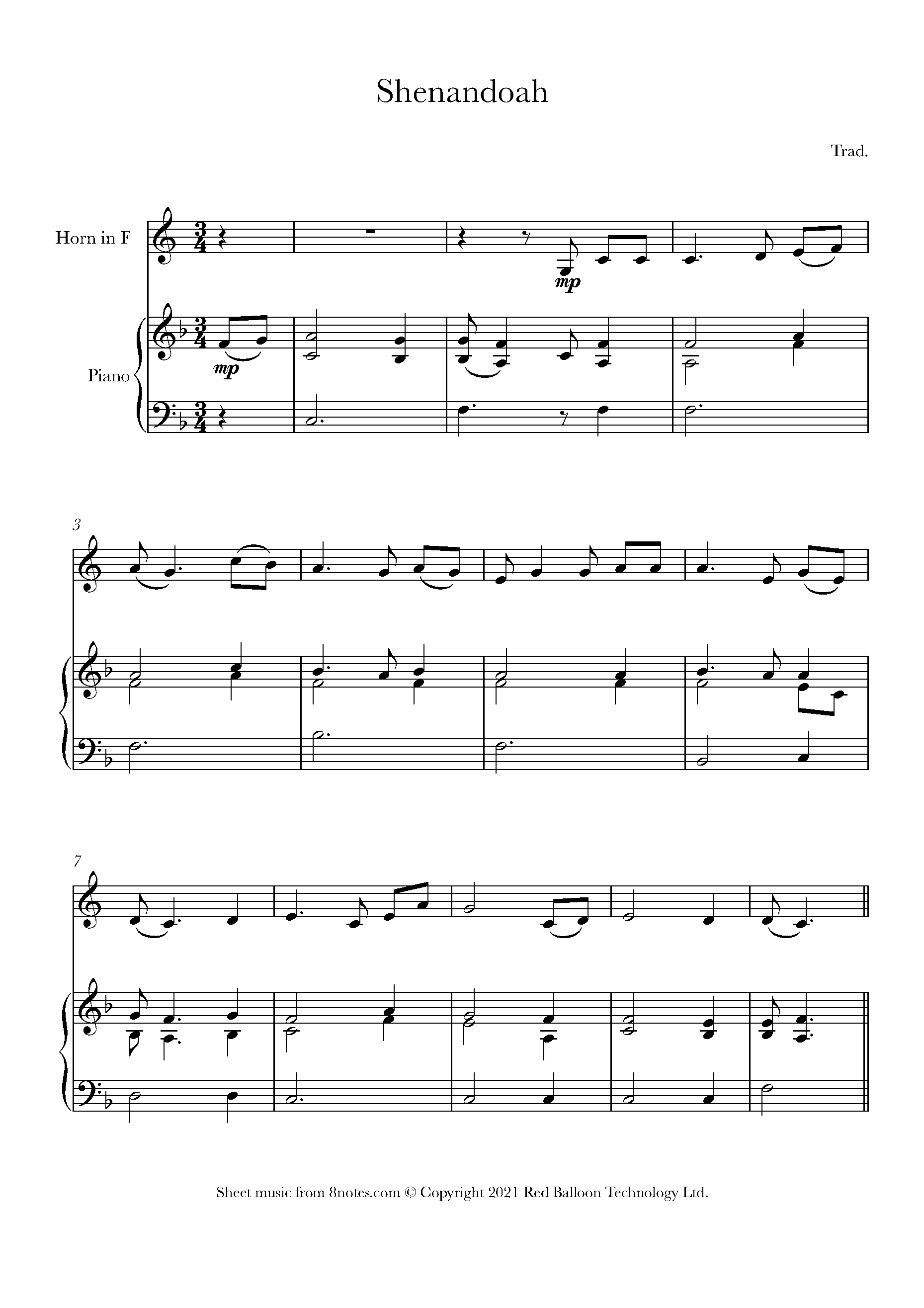 shenandoah 8notes