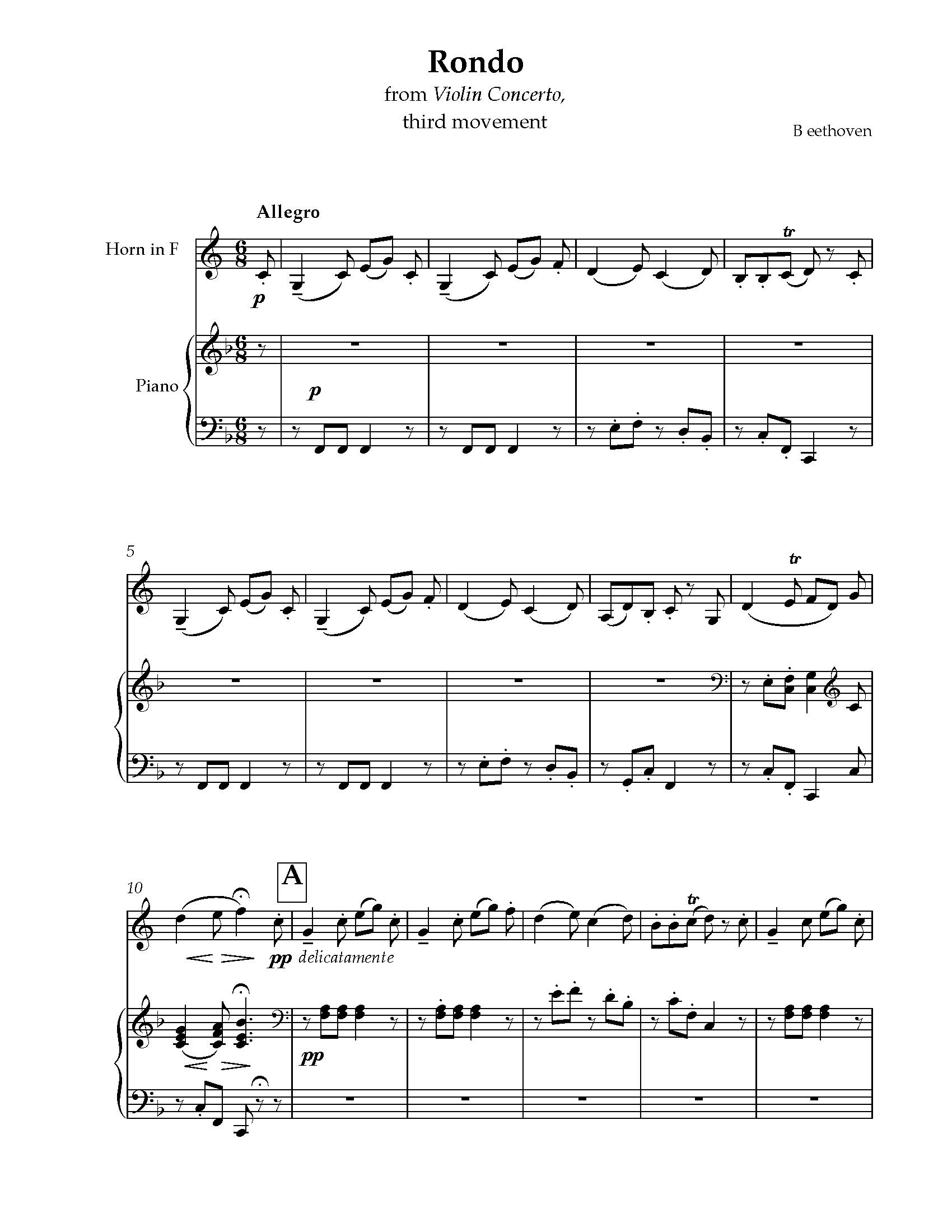 Beethoven, Ludwig van - Violin 3rd movement Theme Sheet music for - 8notes.com
