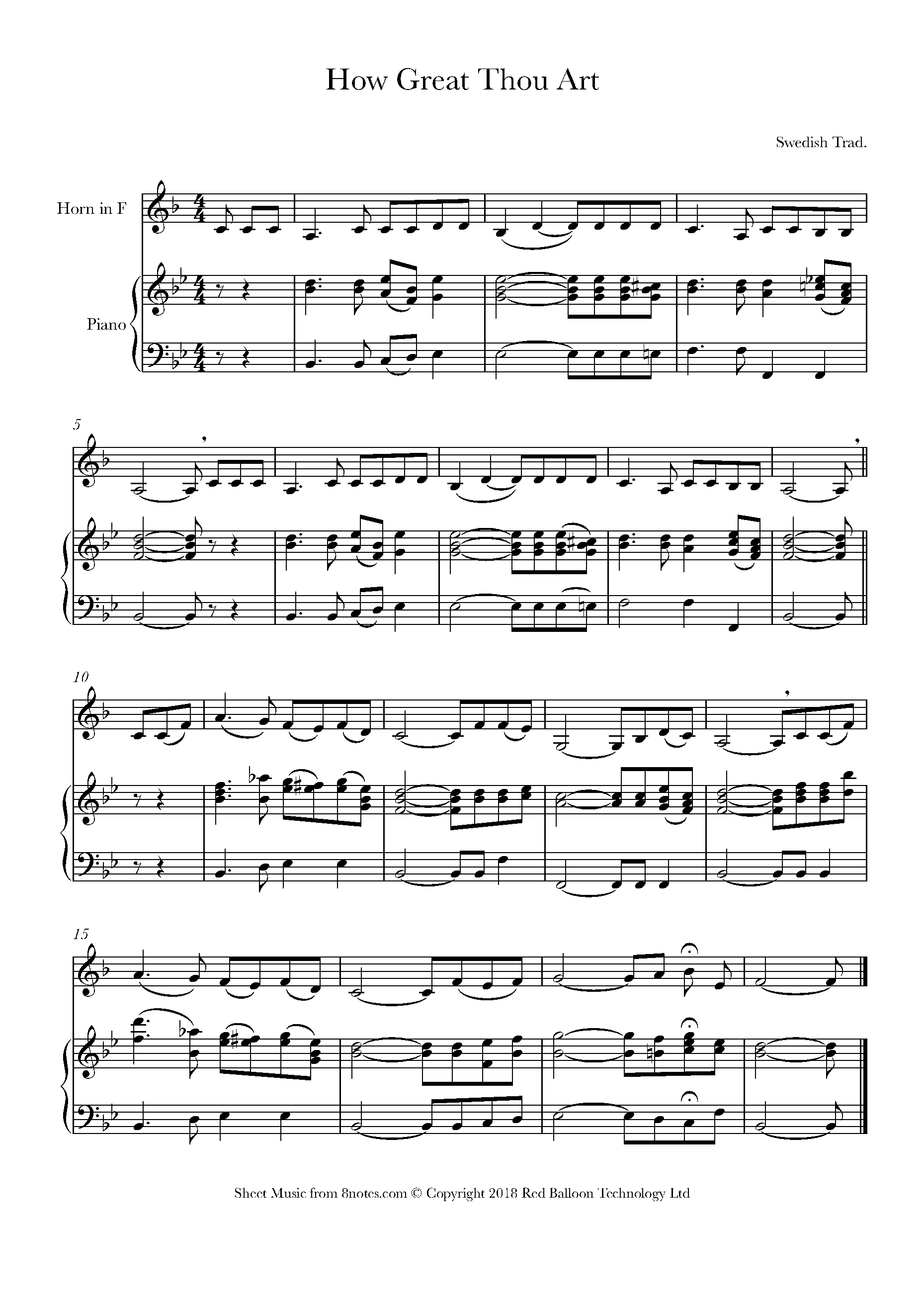 How Great Thou Art Sheet music for French Horn