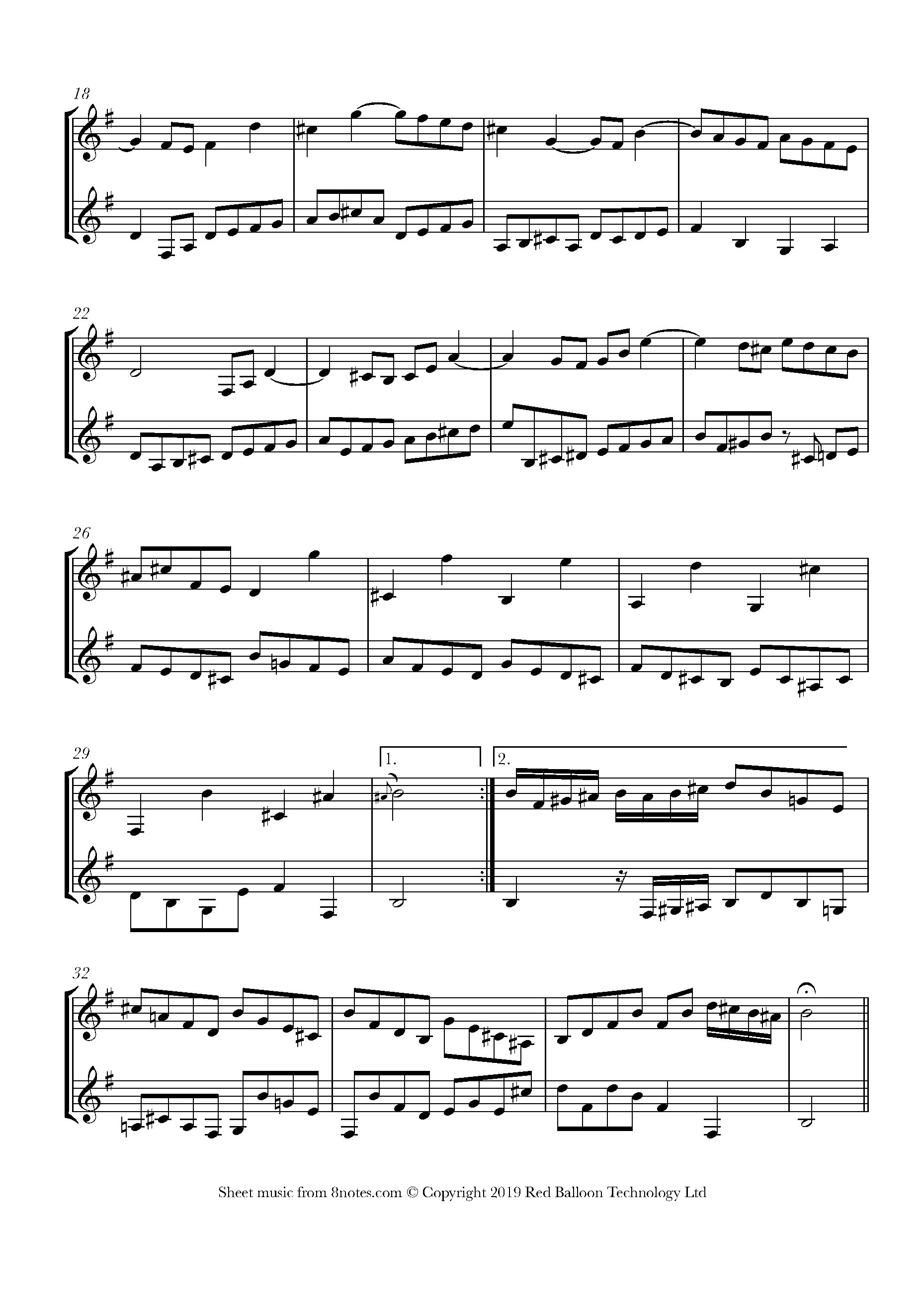 Bach Air from Partita VI BWV 830 Sheet music for French Horn Duet