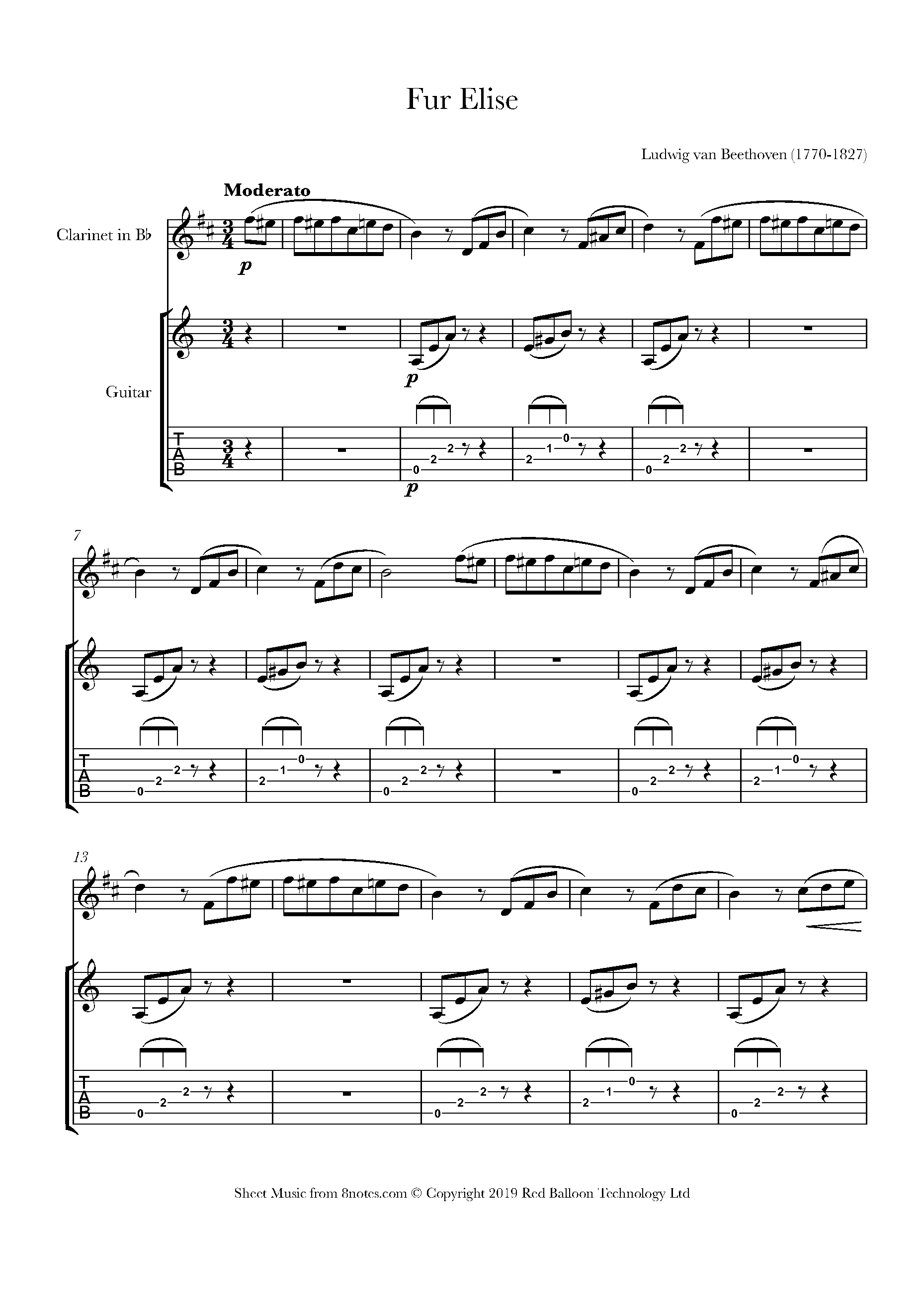 Beethoven Fur Elise Sheet music for Duet