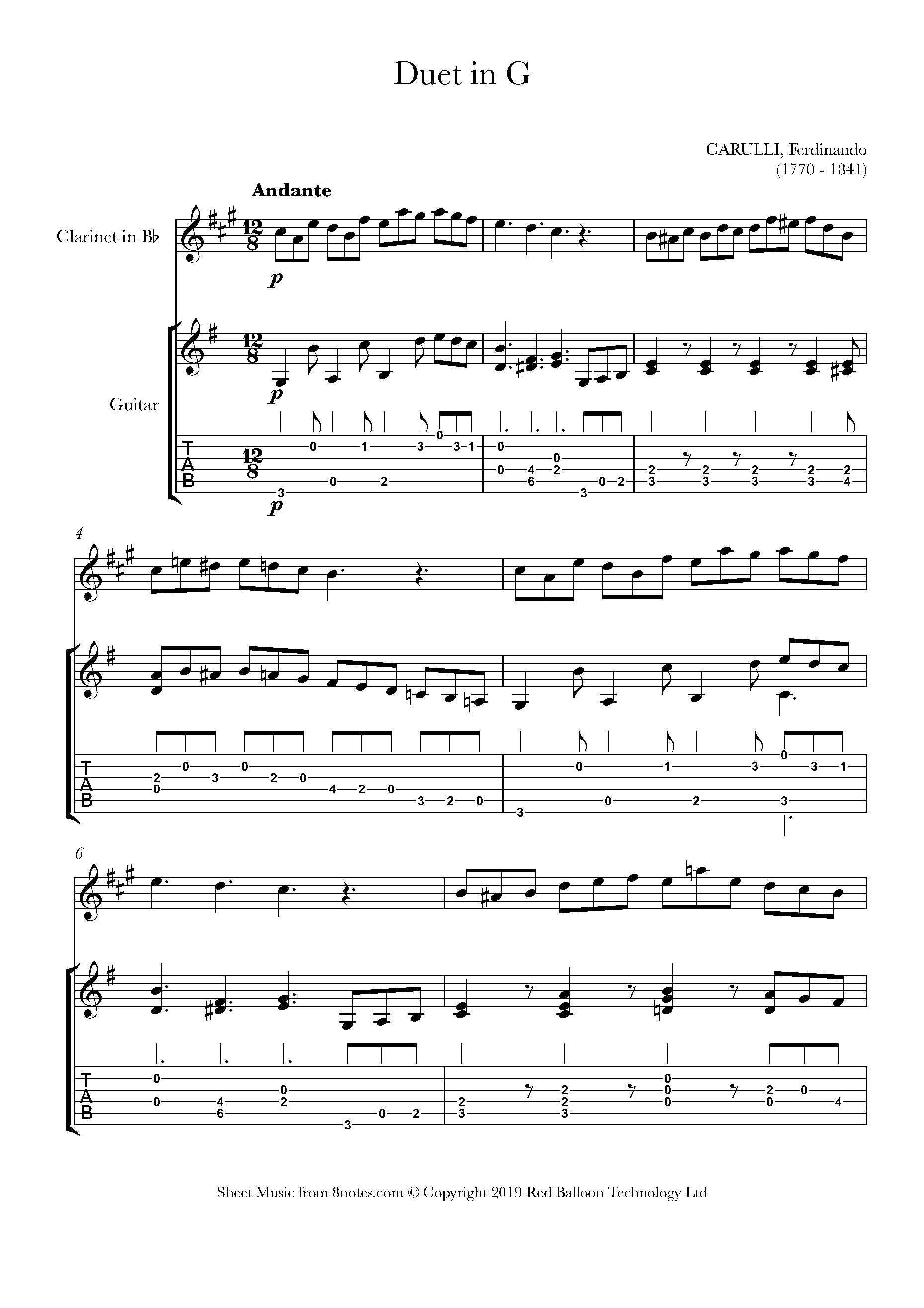 Carulli Duet in G Sheet music for Duet