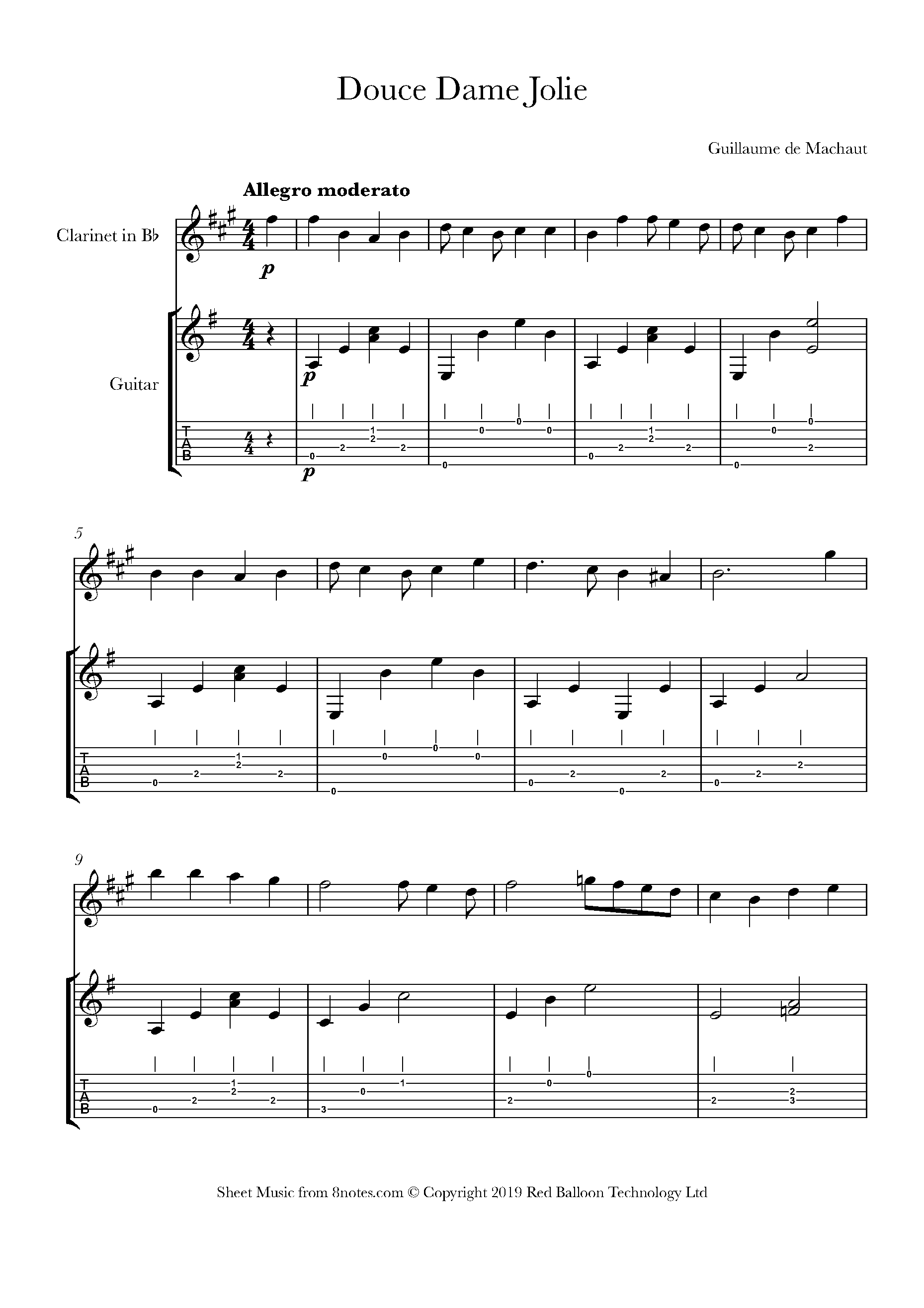 Machaut Douce Dame Jolie Sheet music for Duet