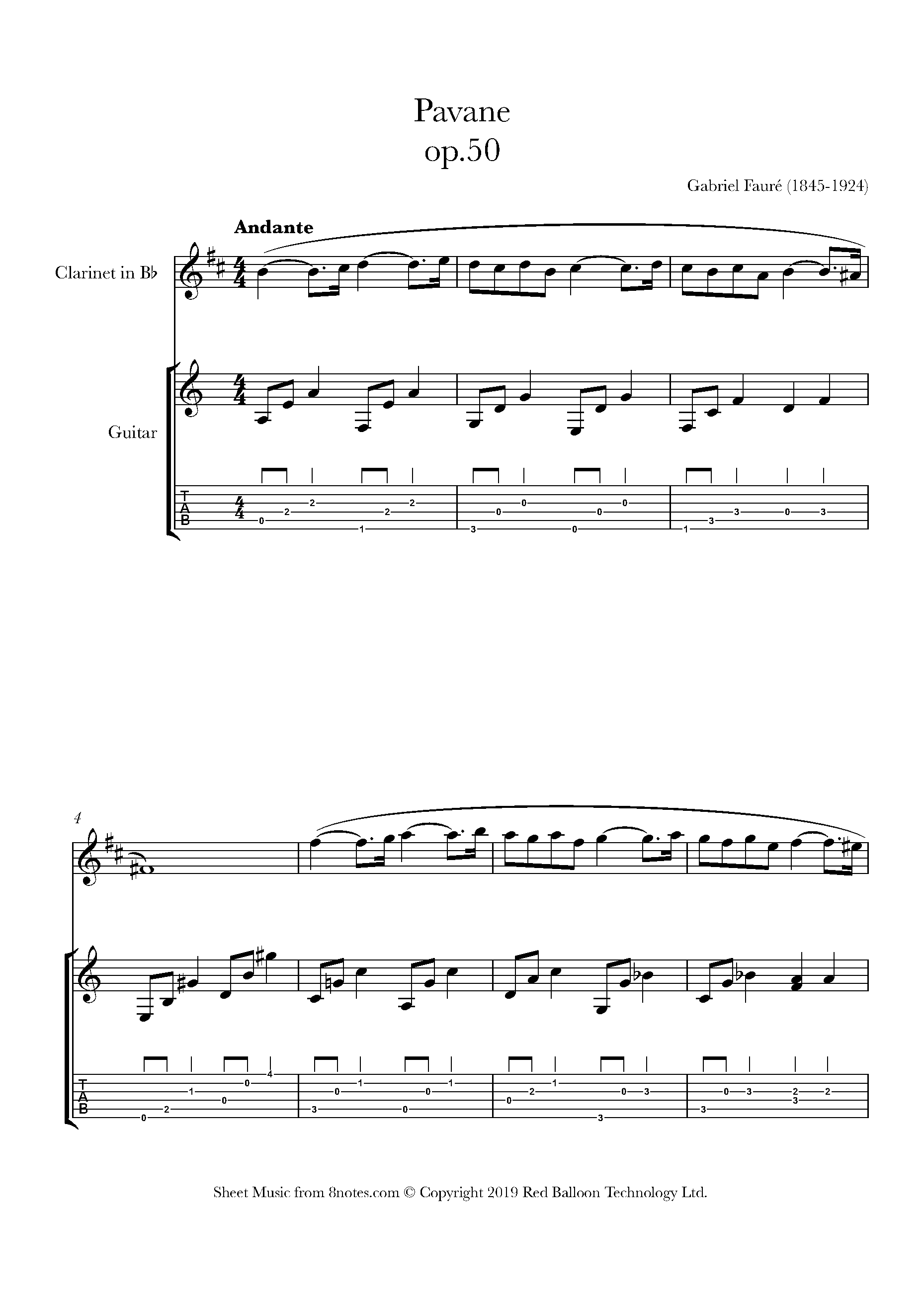 ﻿Fauré Pavane Op.50 Sheet music for Duet