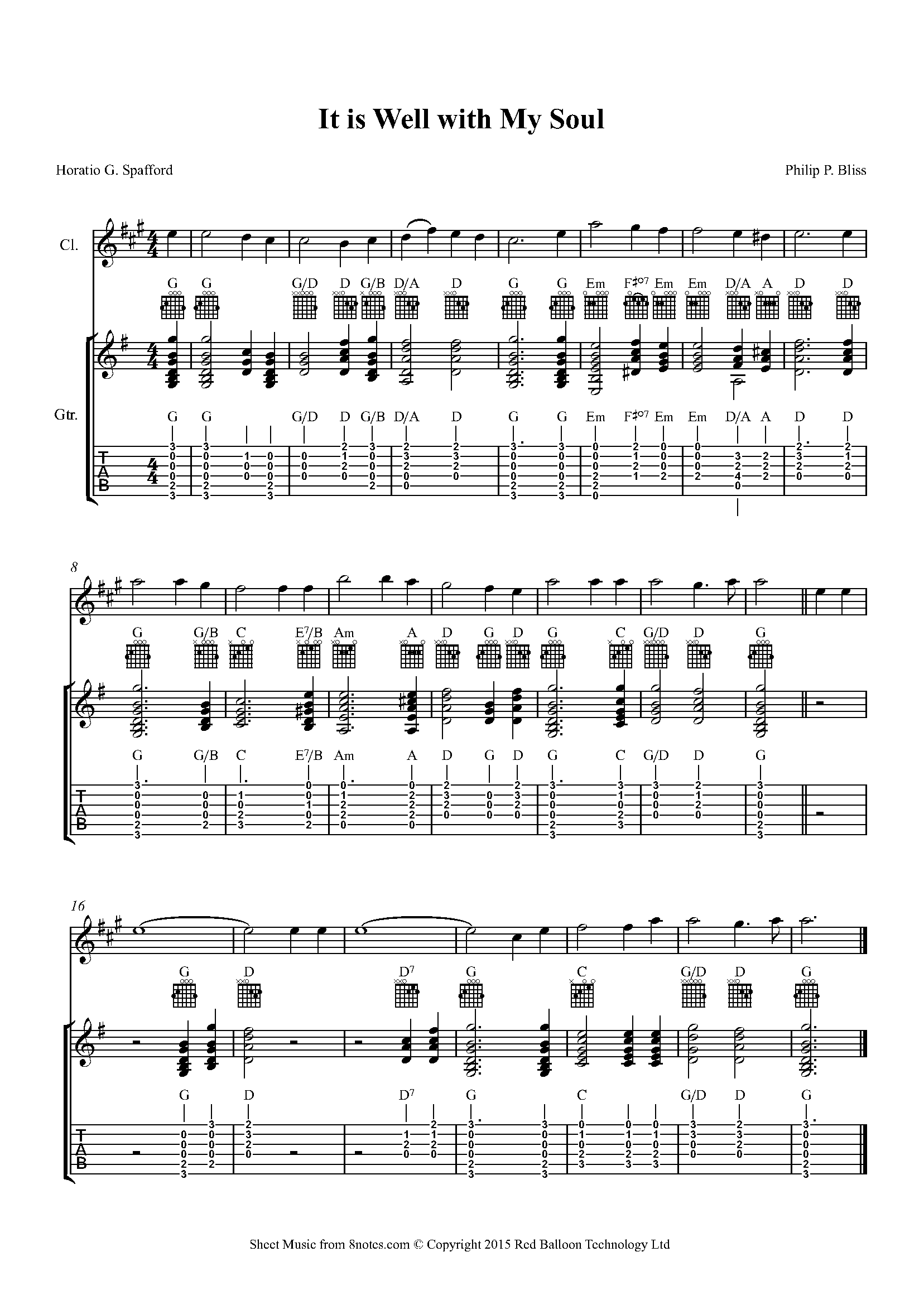 It is Well with My Soul (Philip P. Bliss) Sheet music for Guitar