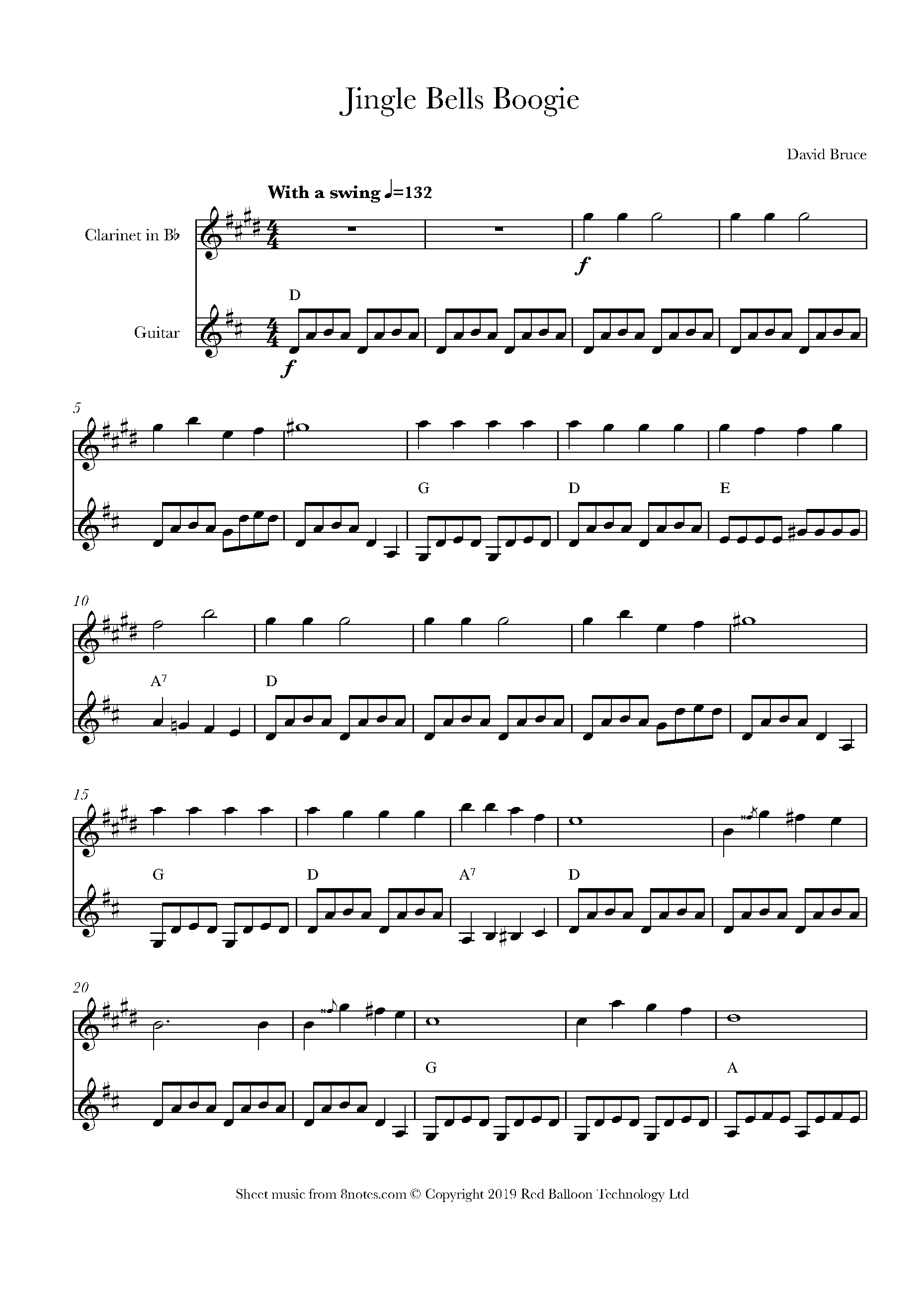 David Bruce Jingle Bells Boogie Sheet music for Duet