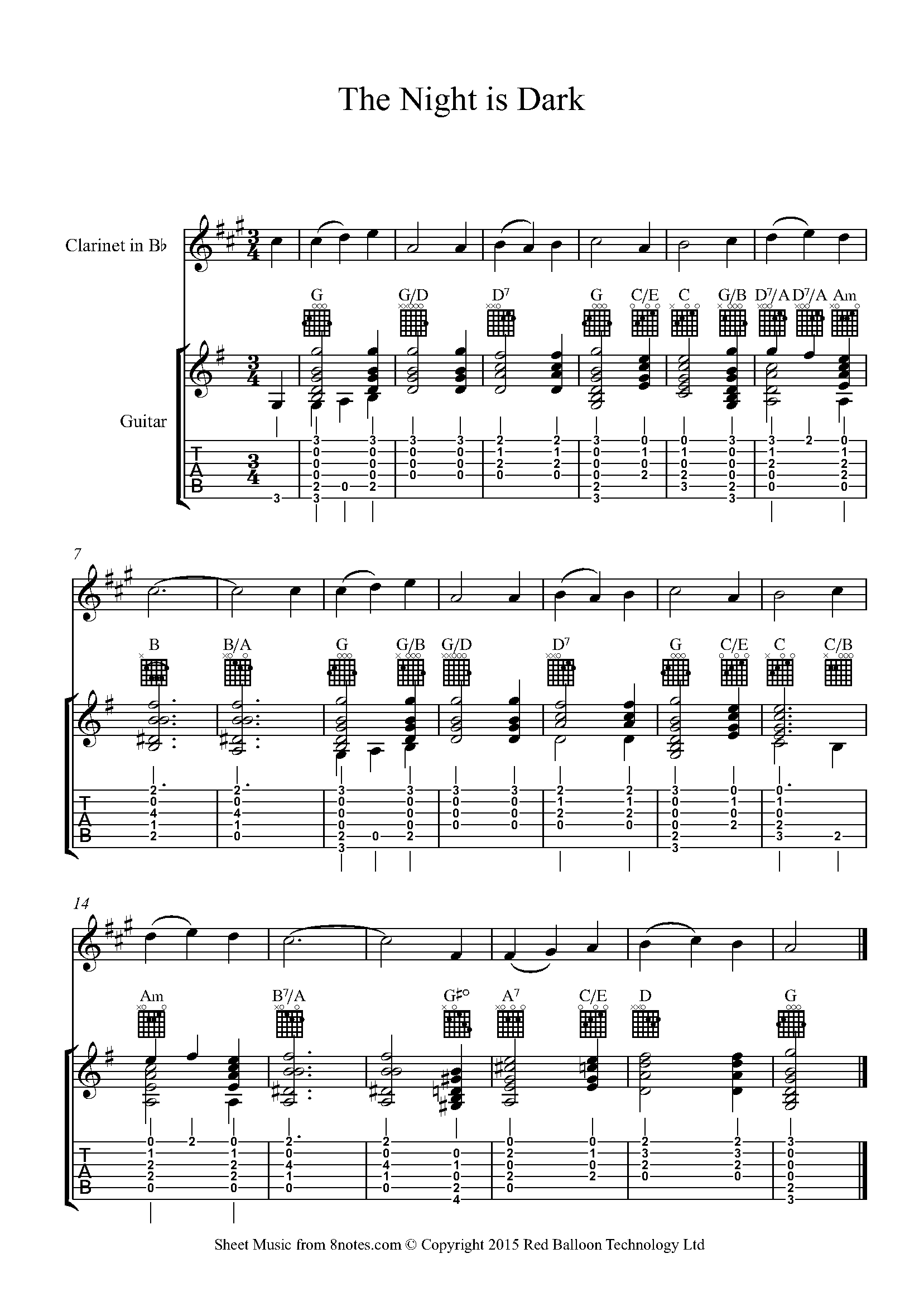 The Night is Dark Sheet music for Duet