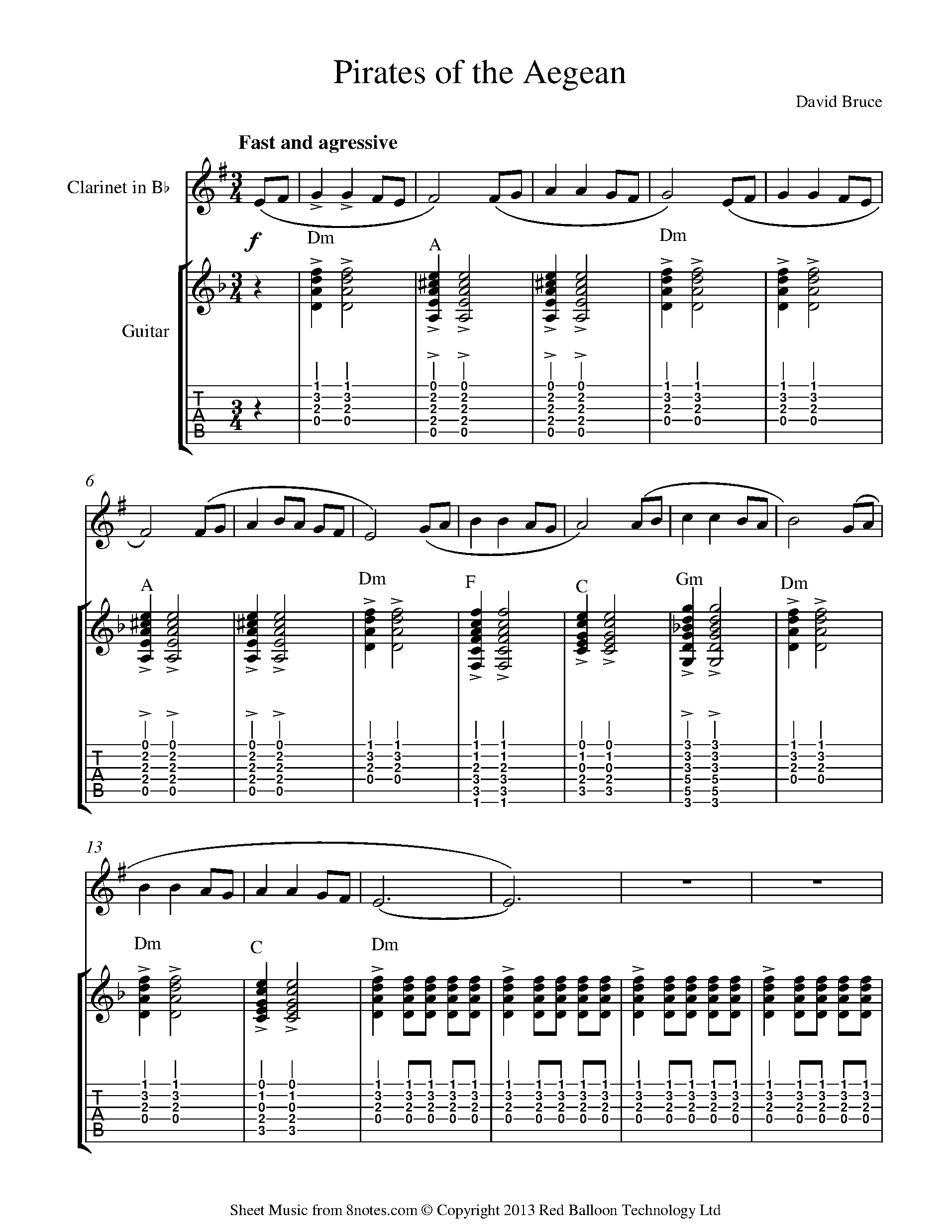 David Bruce Pirates of the Aegean Sheet music for