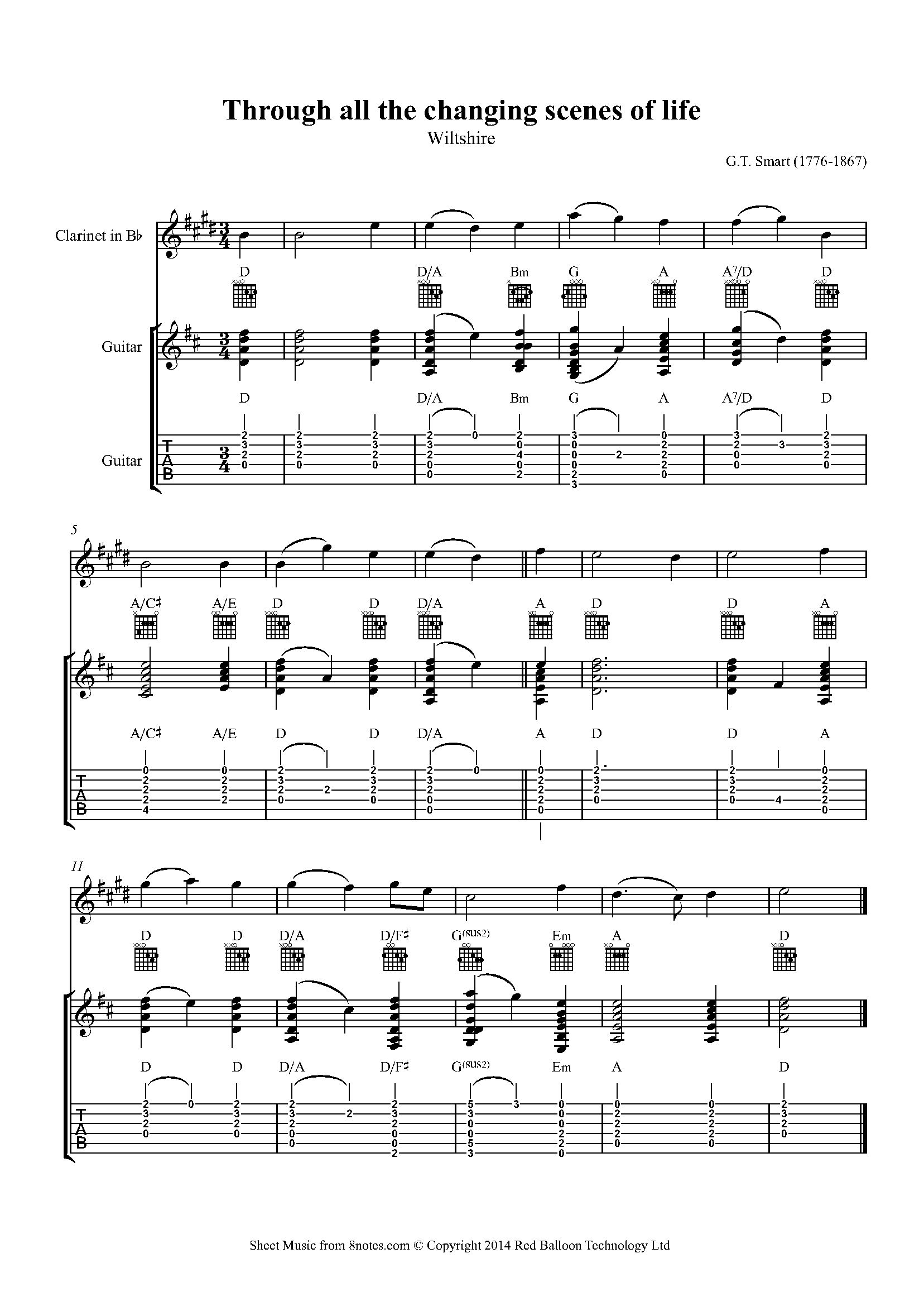 Smart Through all the changing scenes of life (Wiltshire) Sheet music