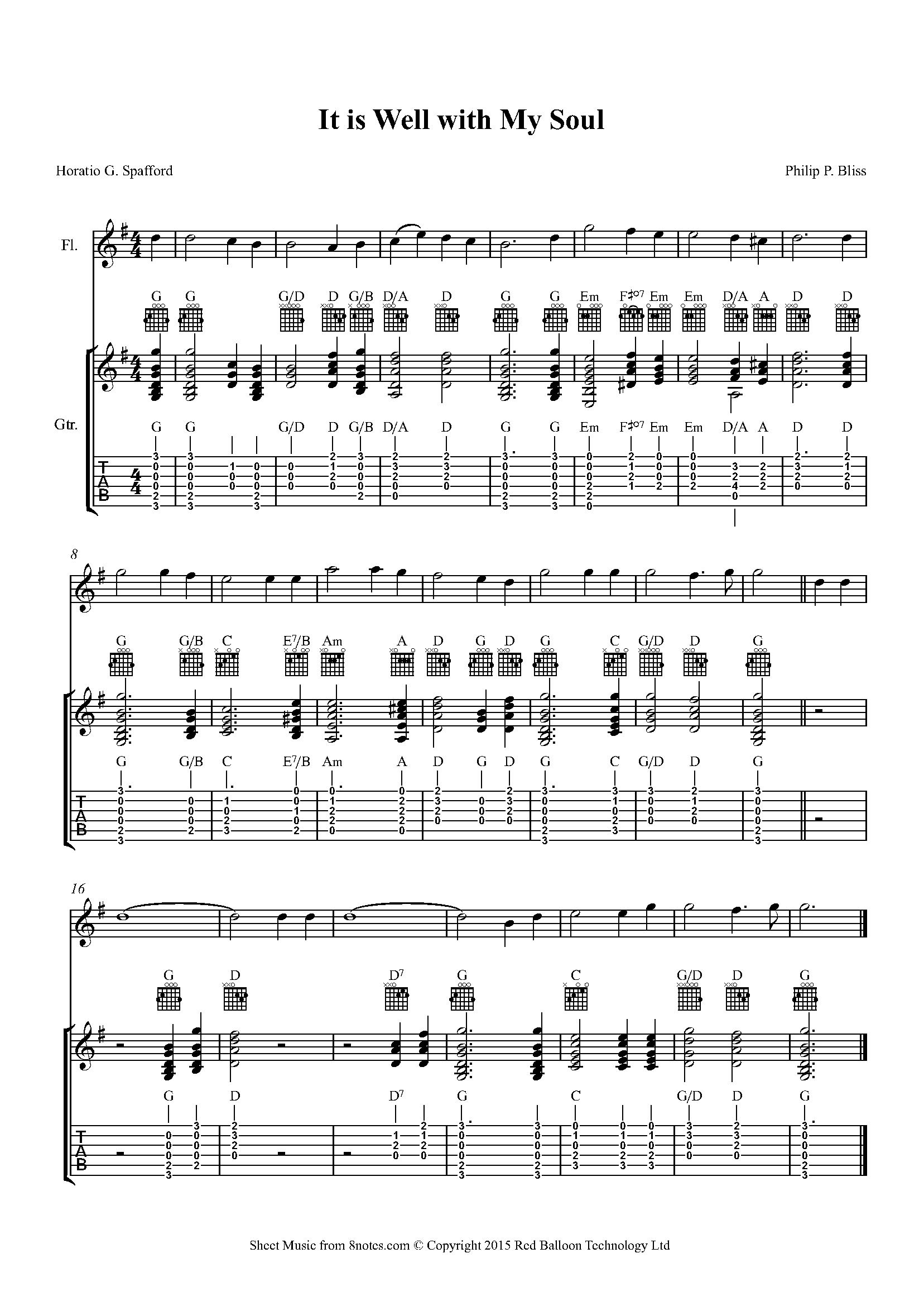 It is Well with My Soul (Philip P. Bliss) Sheet music for GuitarFlute
