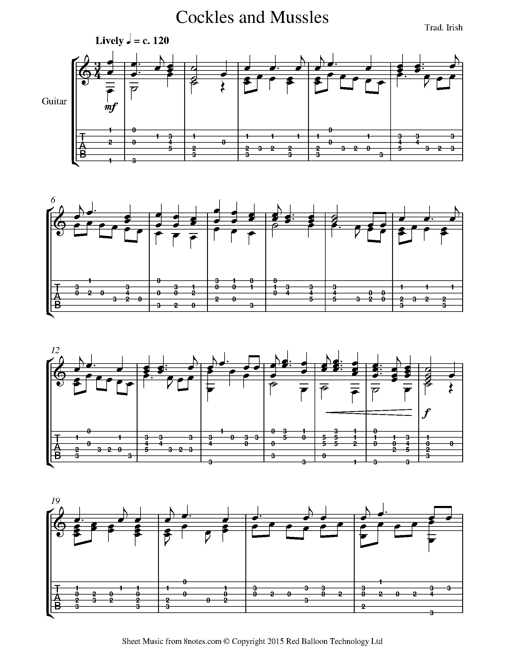 Cockles and Mussels Sheet music for Guitar