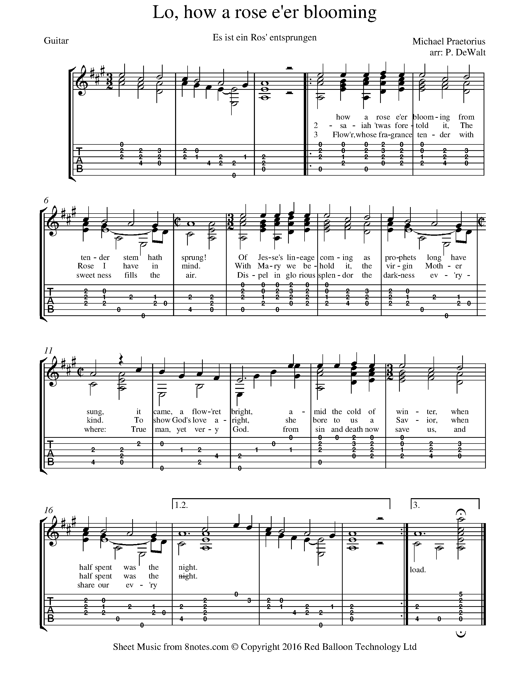 Michael Praetorius Es ist ein Ros' entsprungen (Lo, how a rose e'er blooming) Sheet music for Michael Praetorius Es ist ein Ros' entsprungen (Lo, how a rose e'er blooming) Sheet music for