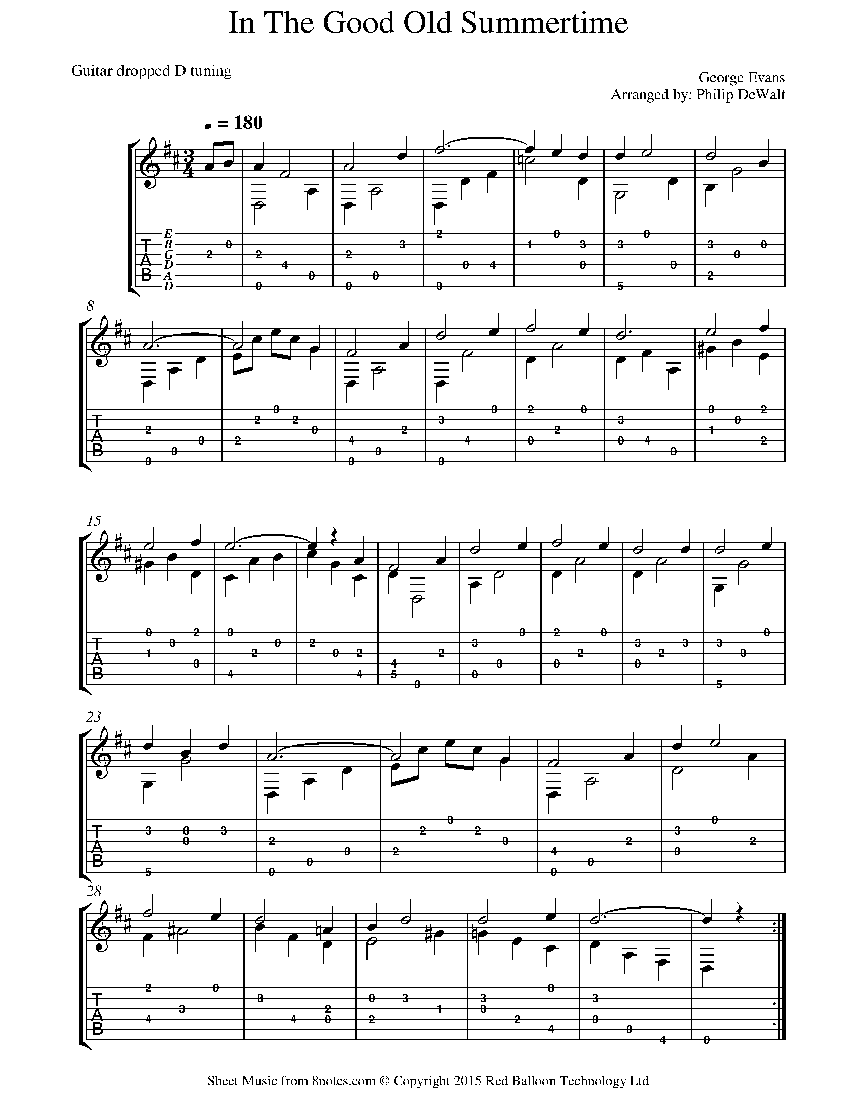 George Evans - In The Good Old Summertime Sheet music for Guitar ...
