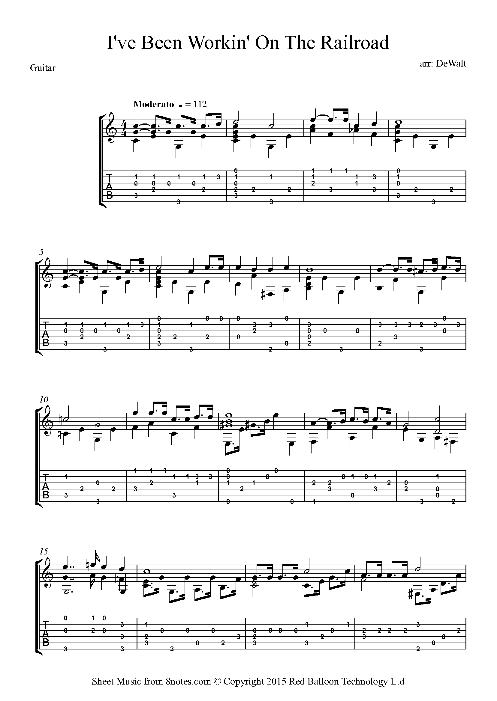 I ve been working on the railroad sheet music for guitar 8notes