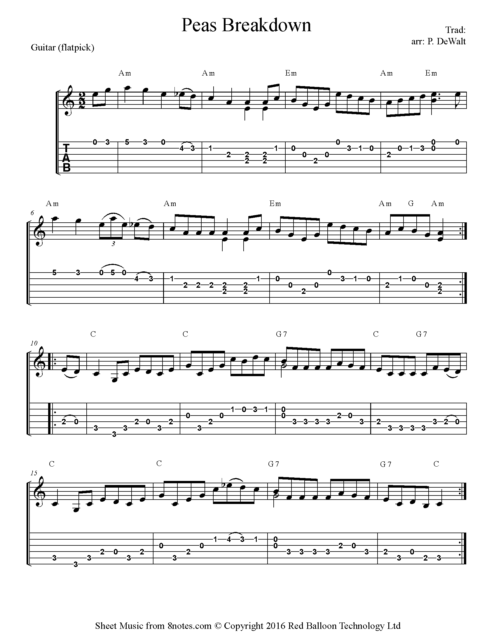Peas Breakdown Sheet music for Guitar