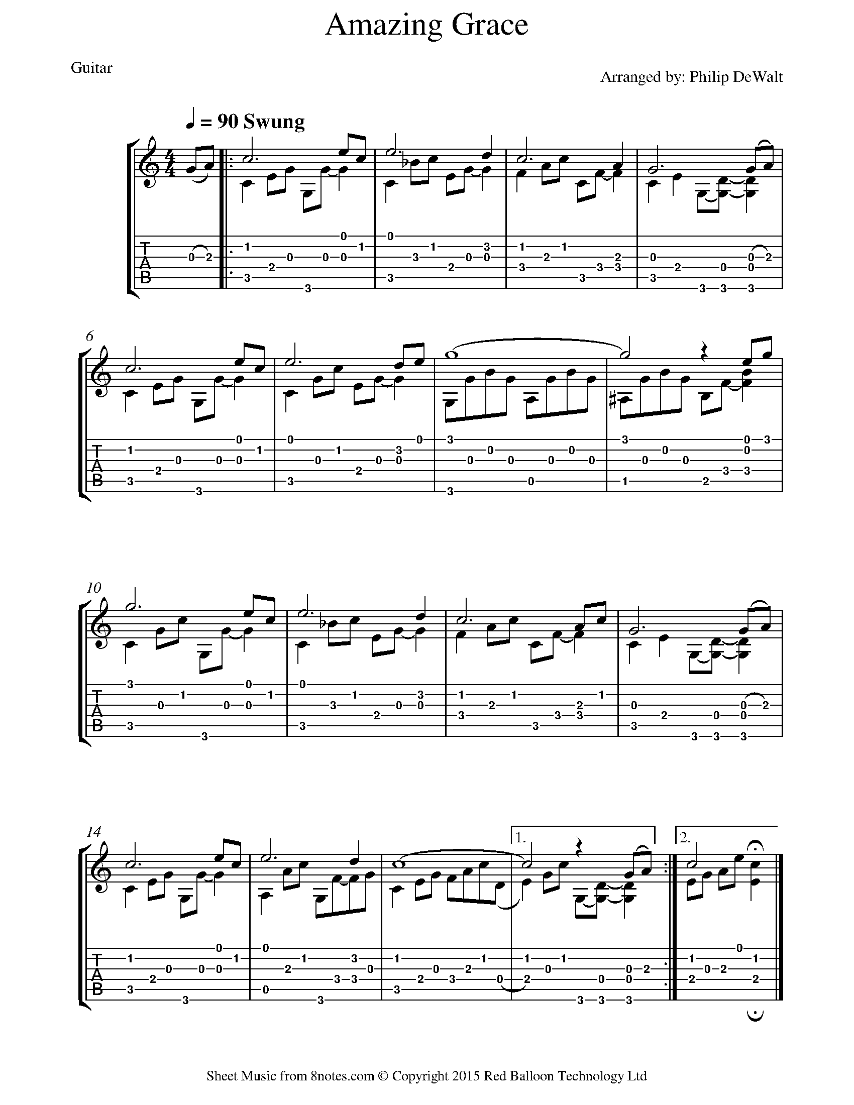 amazing grace easy guitar chords