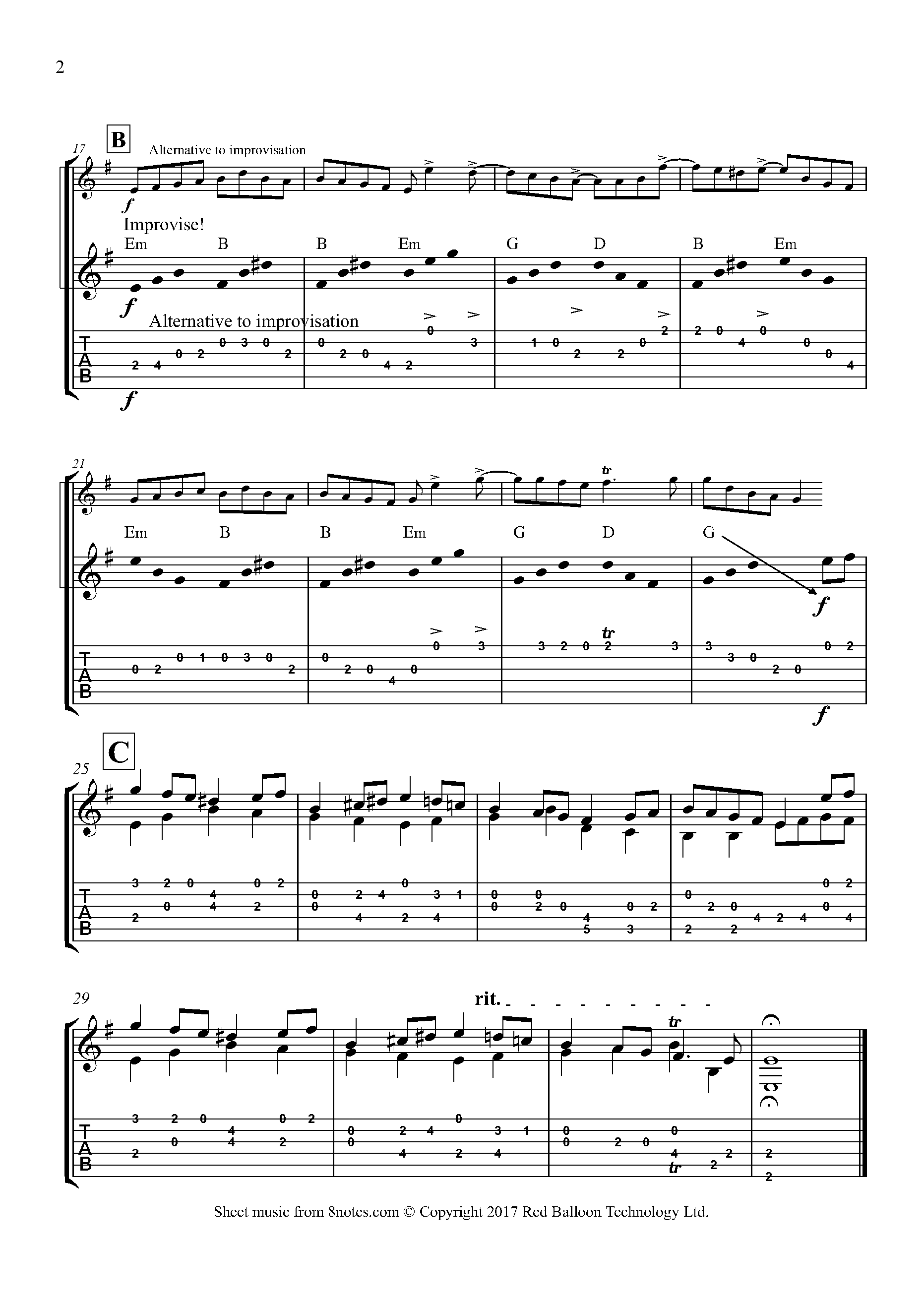 Jethro Tull Swinging Bouree (Homage to Jethro Tull) Sheet music for