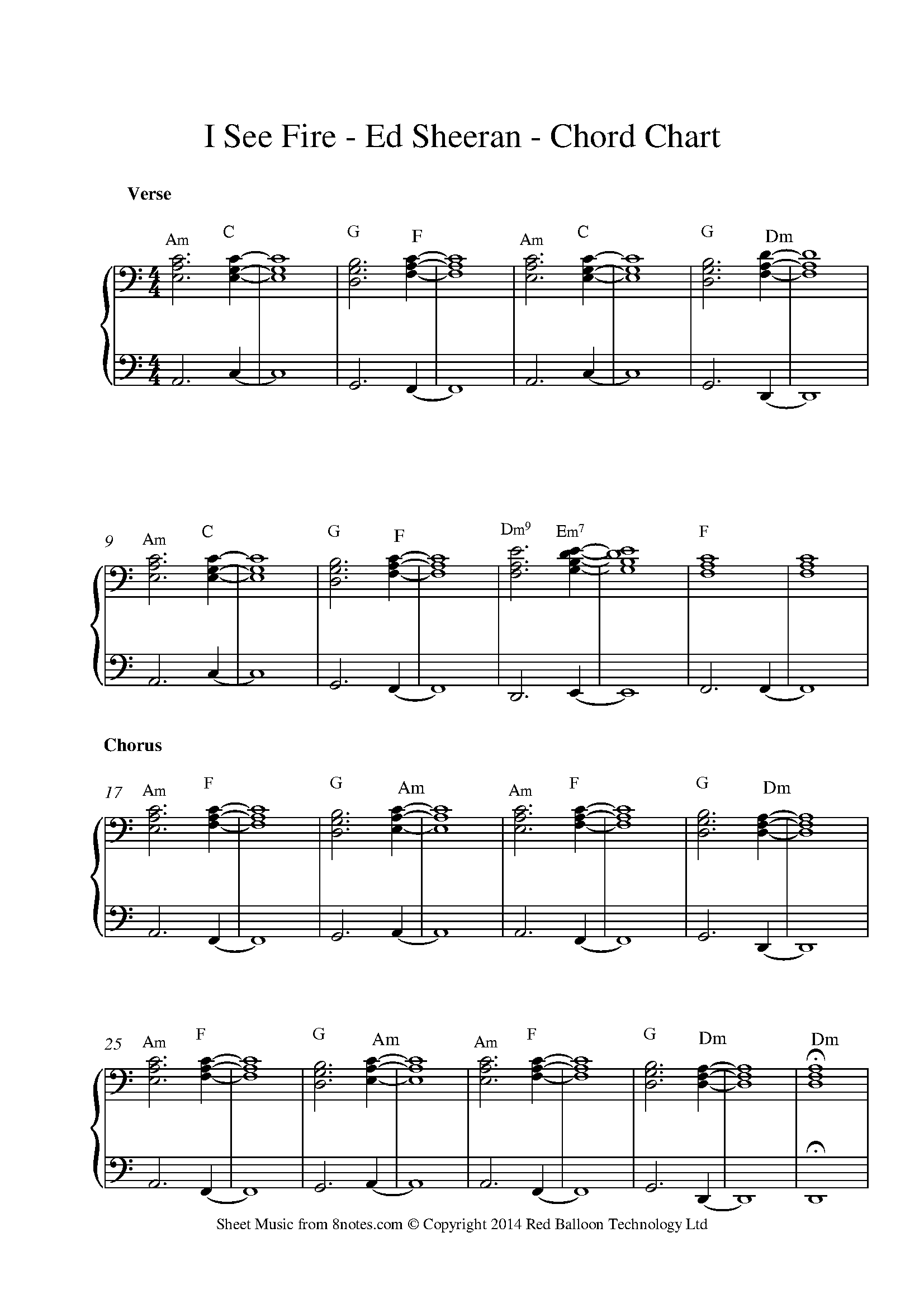 Ed Sheeran I See Fire Sheet Music For Guitar Chord Chart 8notes Com
