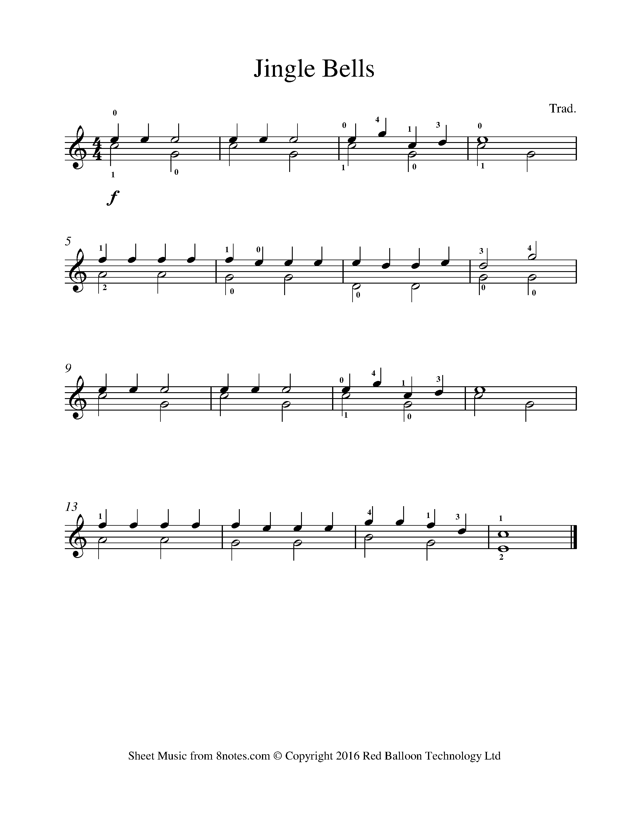 Jingle Bells Sheet Music For Guitar 8notes