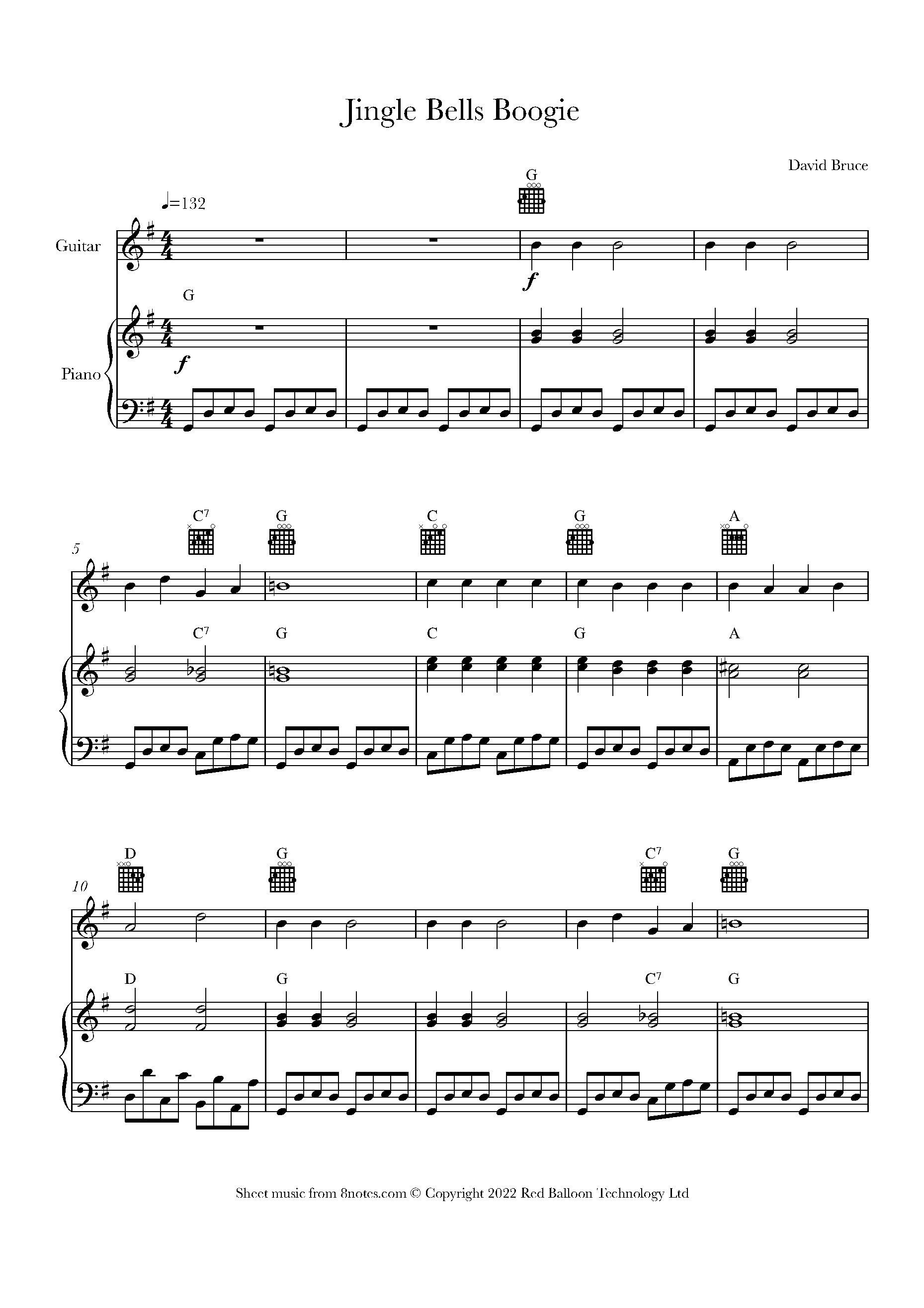 David Bruce Jingle Bells Boogie Sheet music for Guitar
