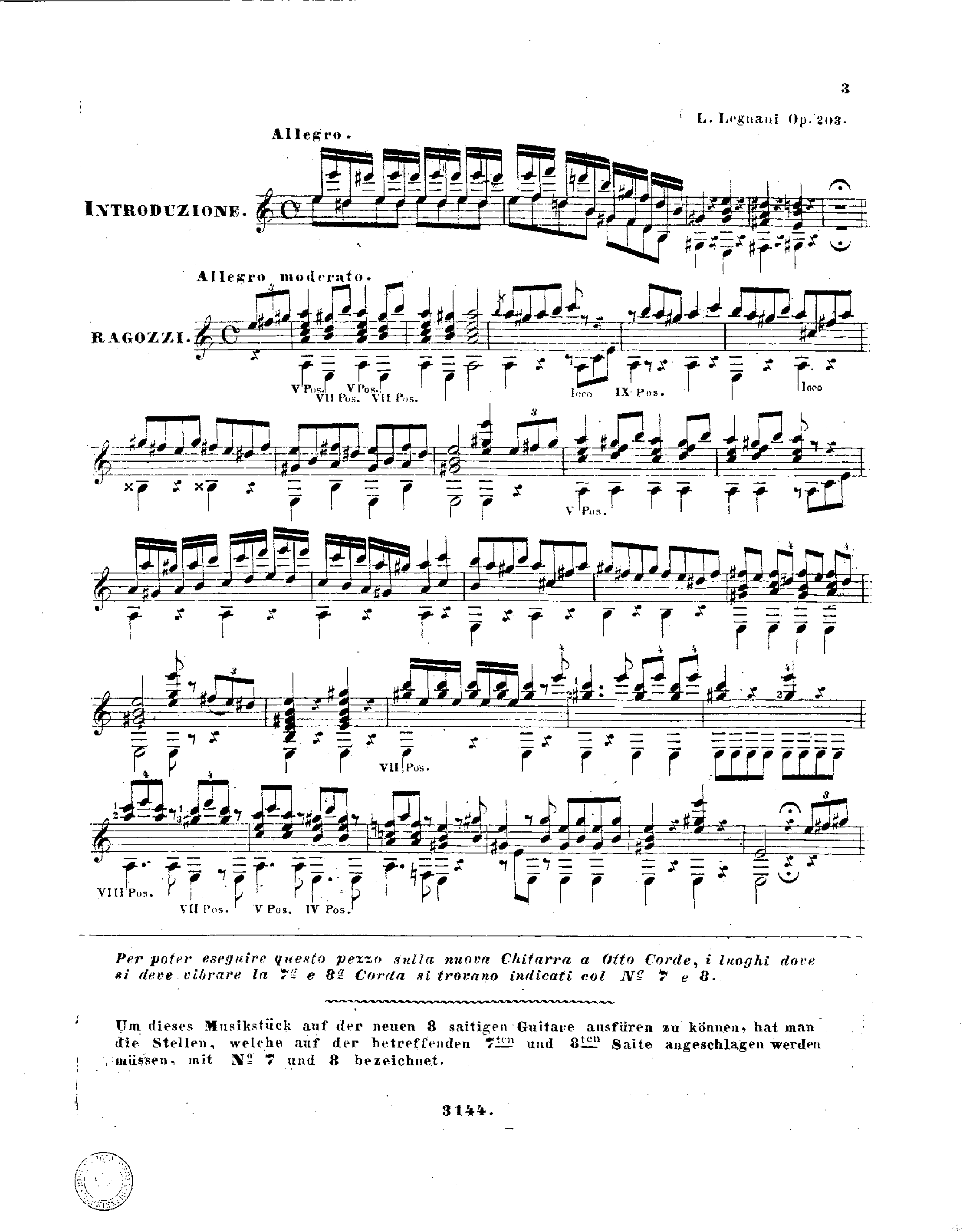 Melodies Nationales Hongroises et Themes originaux en forme de Pot-pourri, Op.203 by Luigi Legnani Sheet Music arranged by 8notes.com for Guitar - 1 of 9 pages