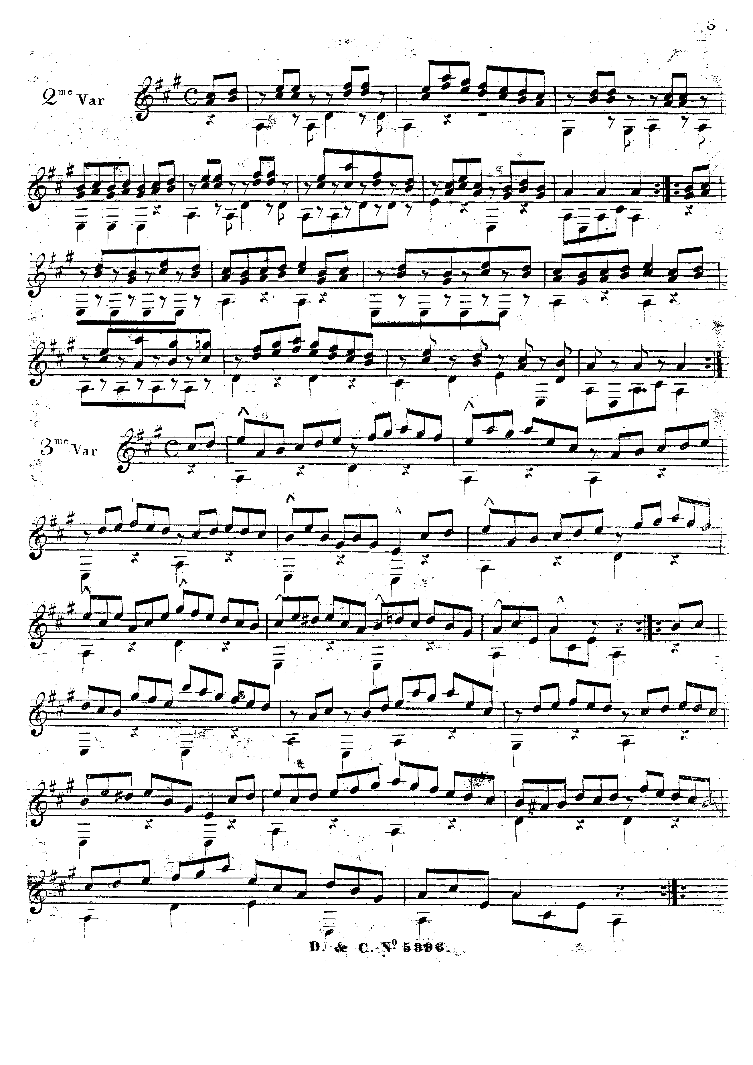 Theme avec variations brillantes et non difficiles pou la guitare, Op.29 by Luigi Legnani Sheet Music arranged by 8notes.com for Guitar - 1 of 7 pages