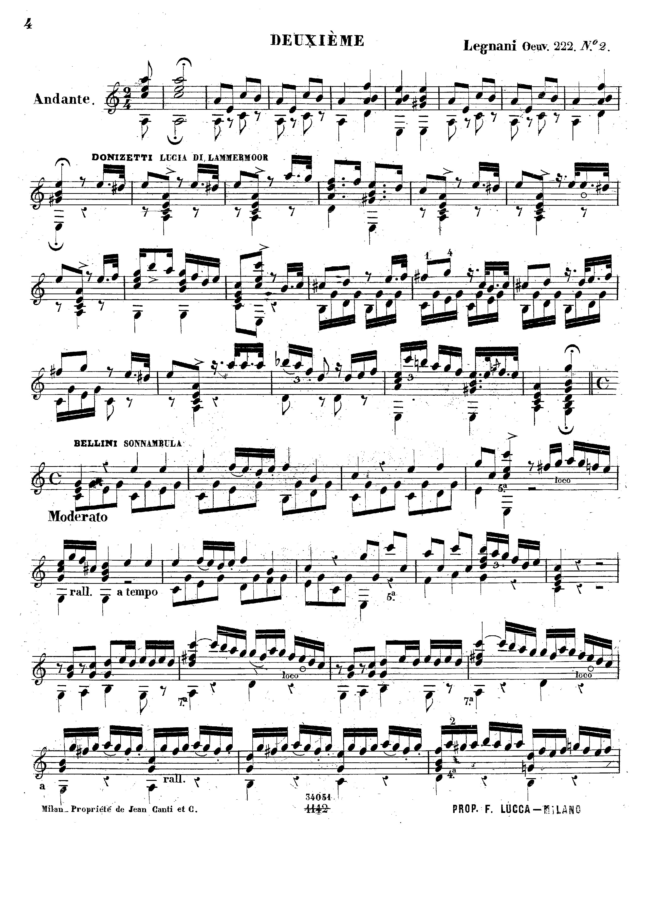 Recueil des Melodies, Op.222, Book 2 by Luigi Legnani Sheet Music arranged by 8notes.com for Guitar - 1 of 5 pages