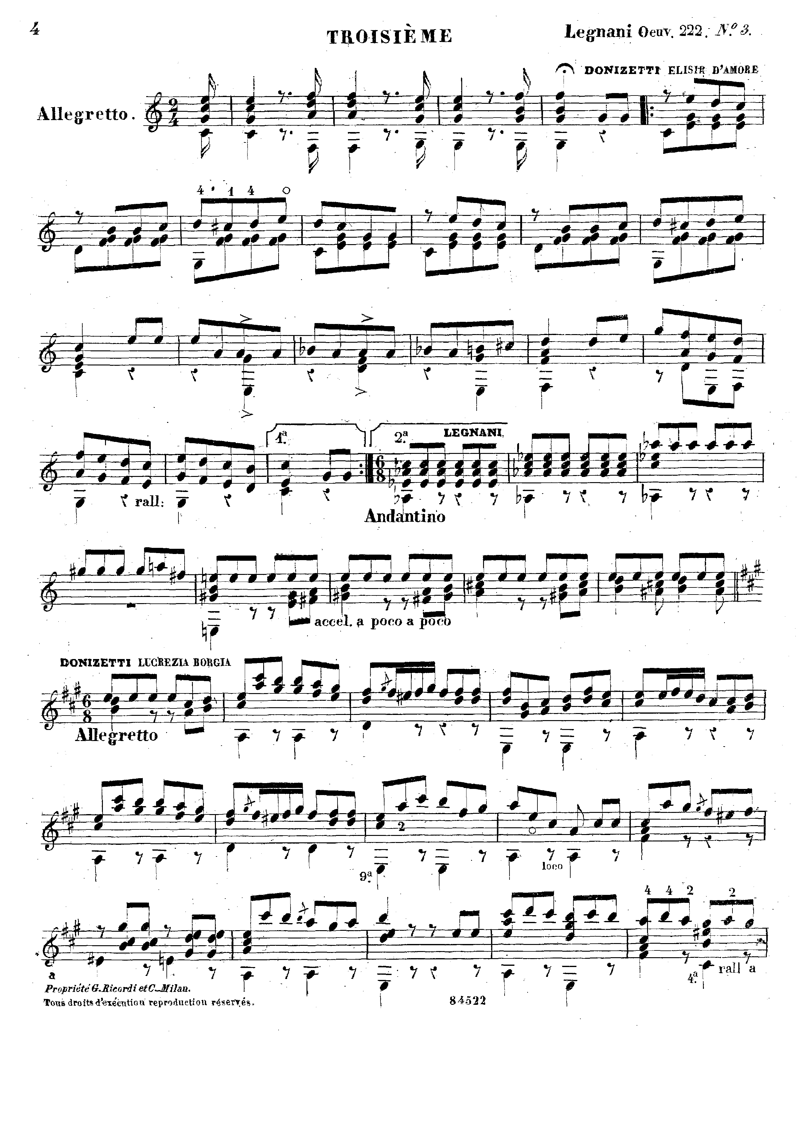 Recueil des Melodies, Op.222, Book 3 by Luigi Legnani Sheet Music arranged by 8notes.com for Guitar - 1 of 6 pages