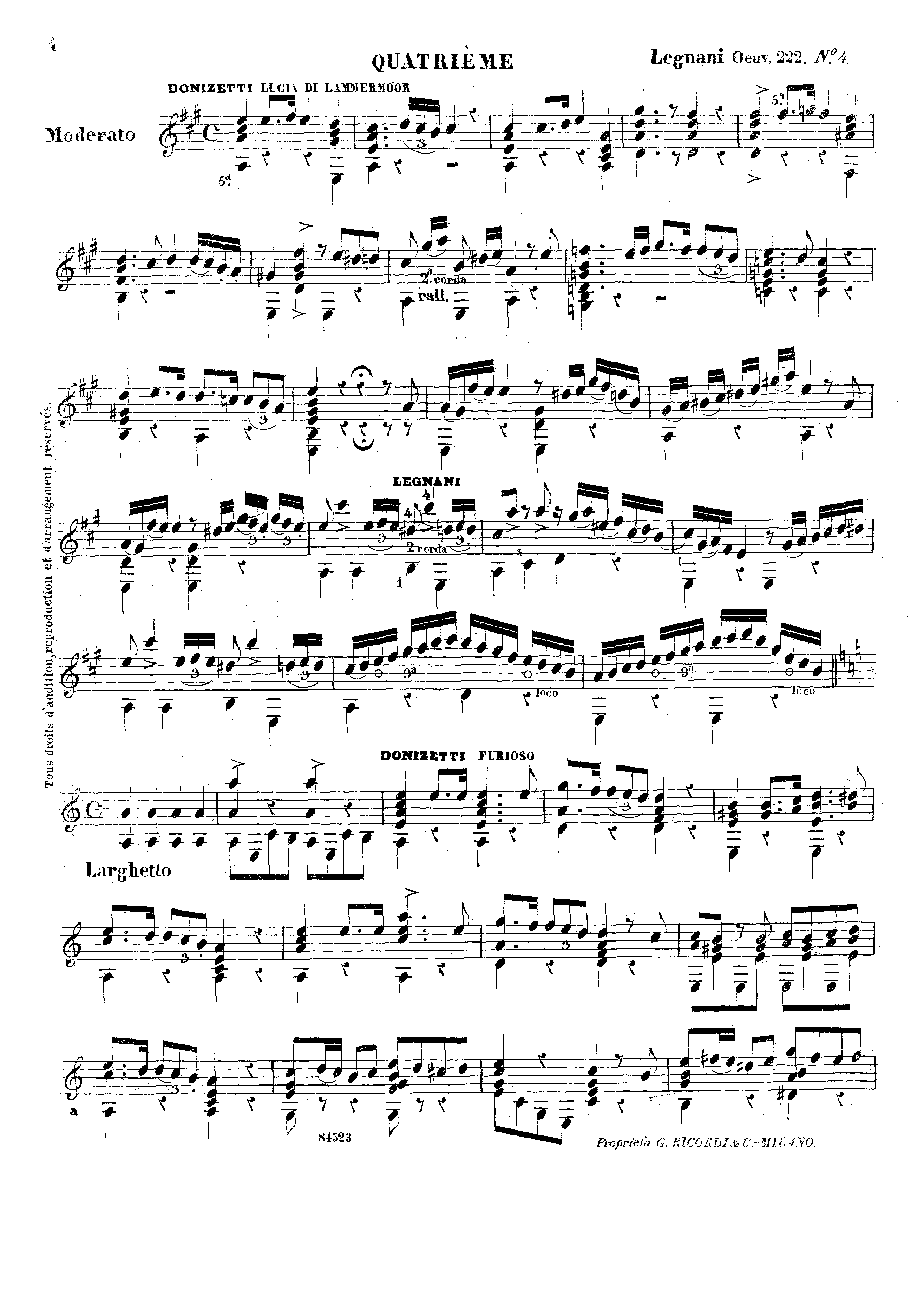 Recueil des Melodies, Op.222, Book 4 by Luigi Legnani Sheet Music arranged by 8notes.com for Guitar - 1 of 6 pages
