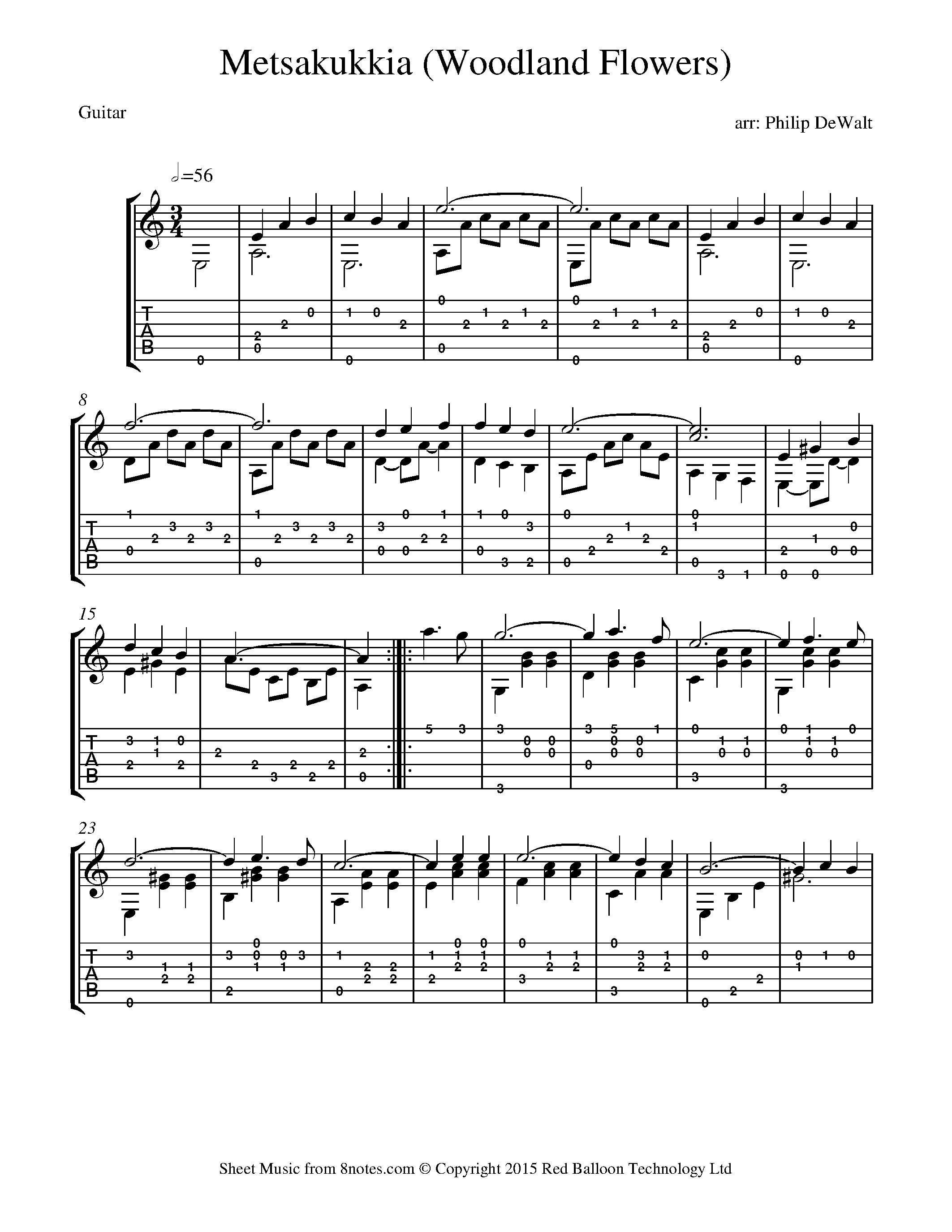 Metsakukkia (Woodland Flowers) for Guitar - Free Sheet music Metsakukkia (Woodland Flowers) for Guitar - Free Sheet music