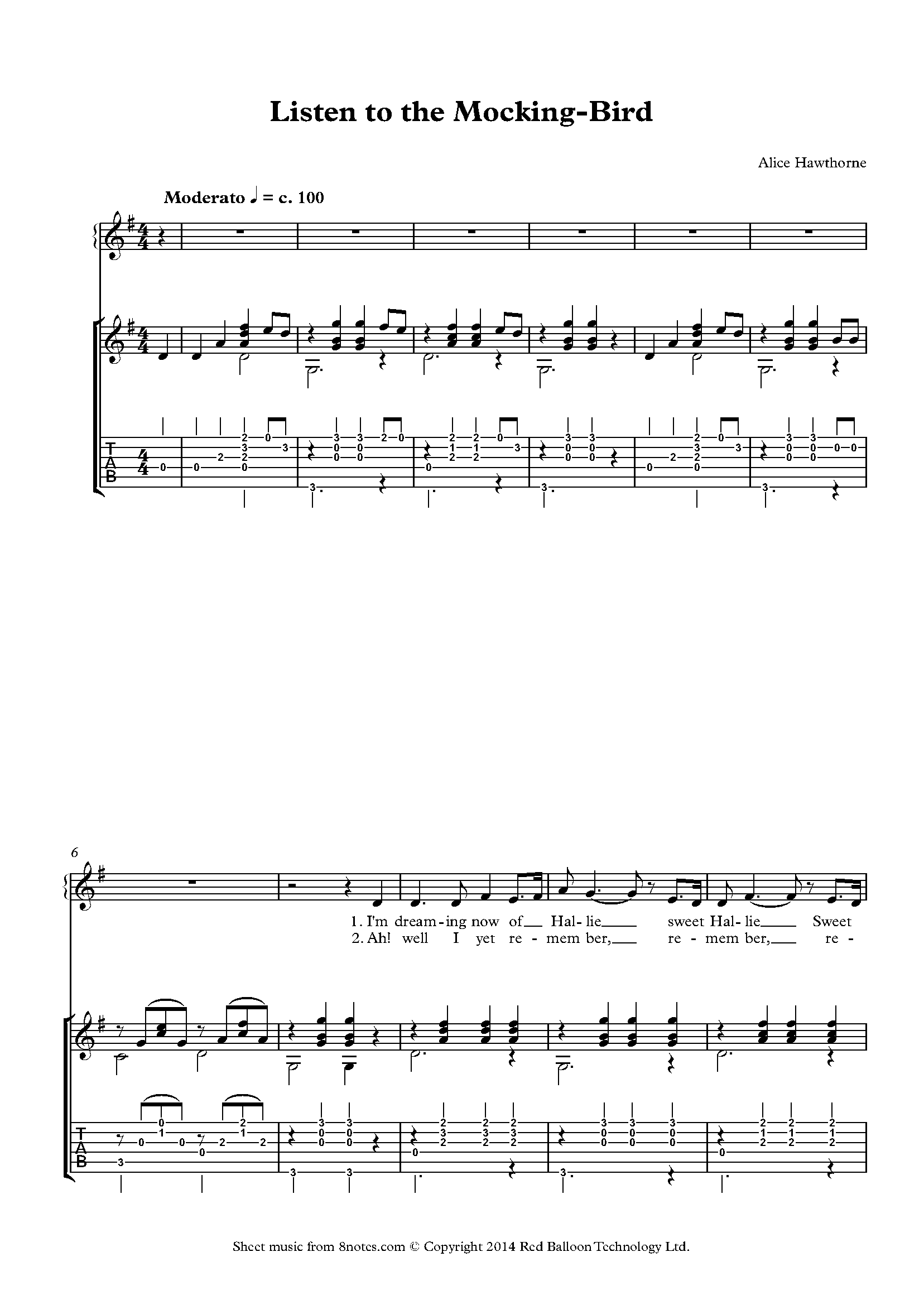 Listen to the MockingBird Sheet music for Guitar