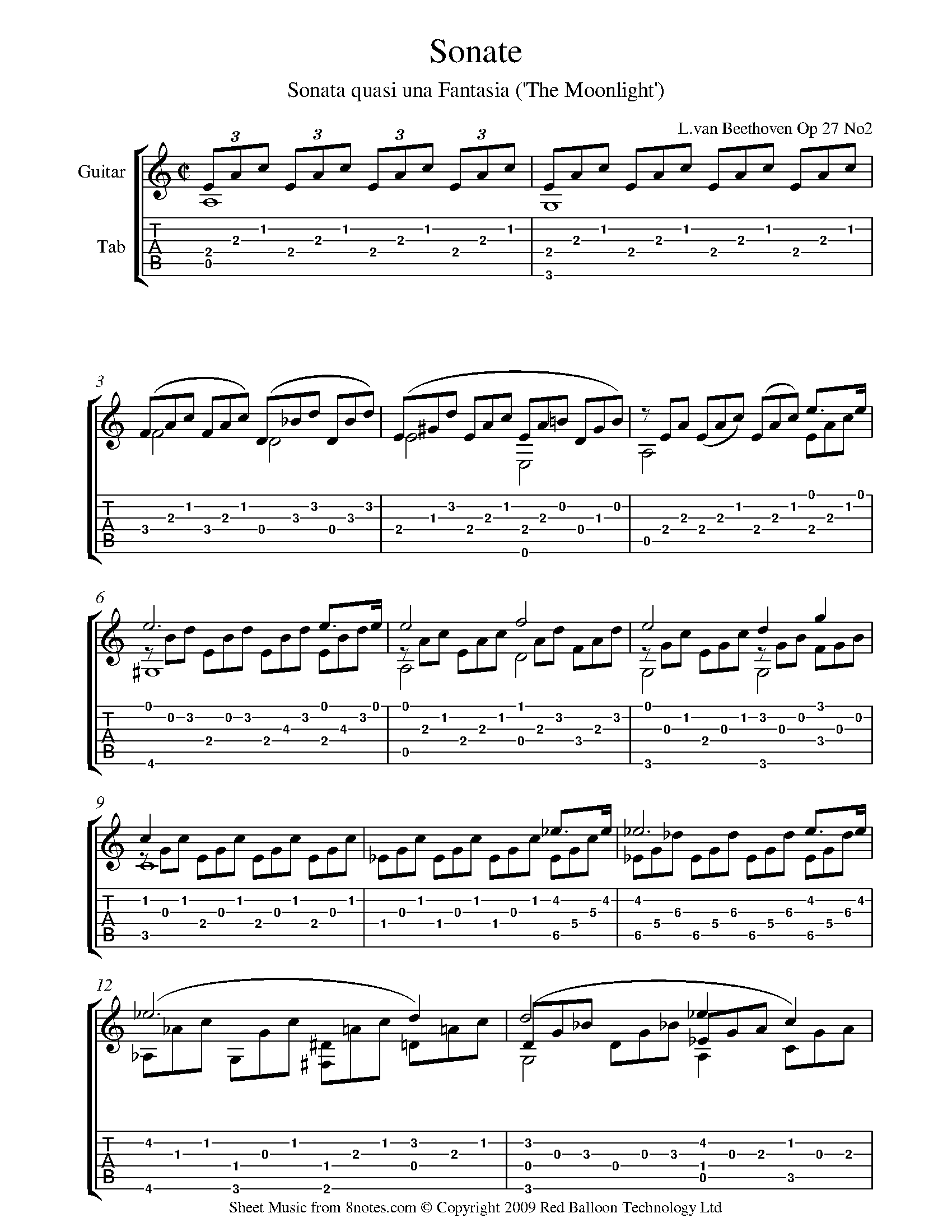 Accor Citrom Kimen Piano Sonata No 14 Guitar Tab Azonnali Nyers Sz nlel