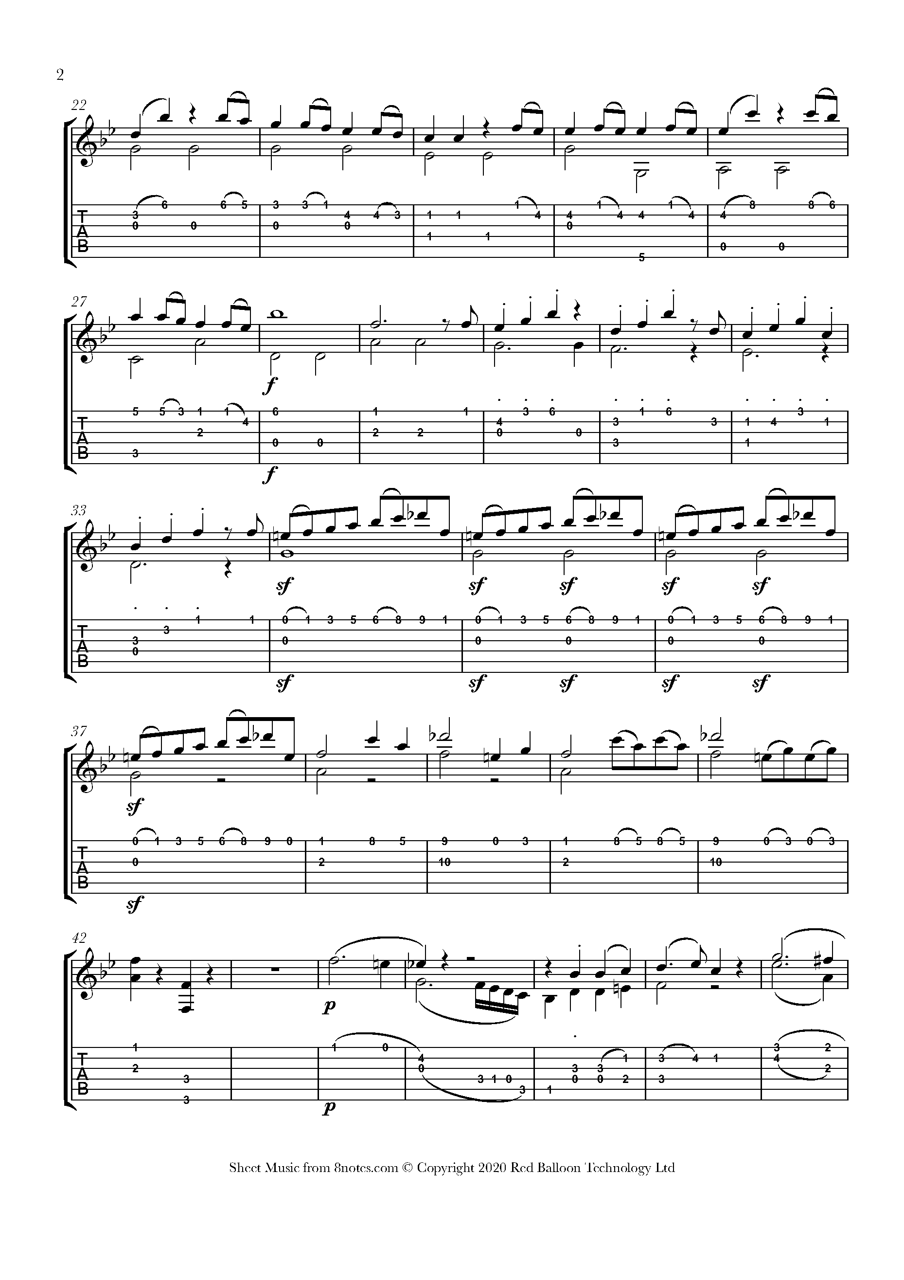 Mozart - Symphony no. 40 1st mvt Sheet music for Guitar - 8notes.com