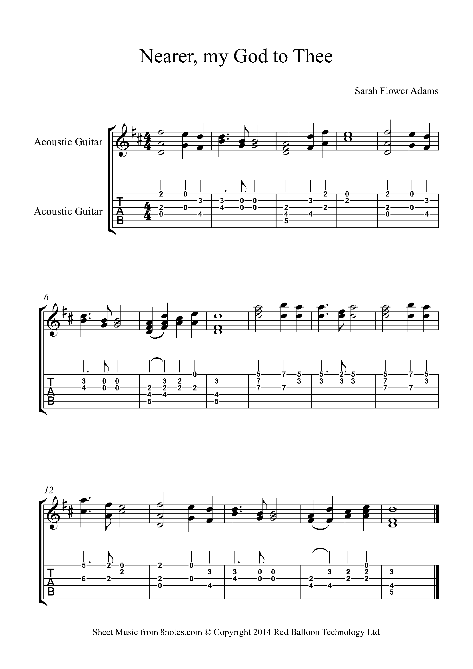 Adams Nearer my God to Thee Sheet music for Guitar