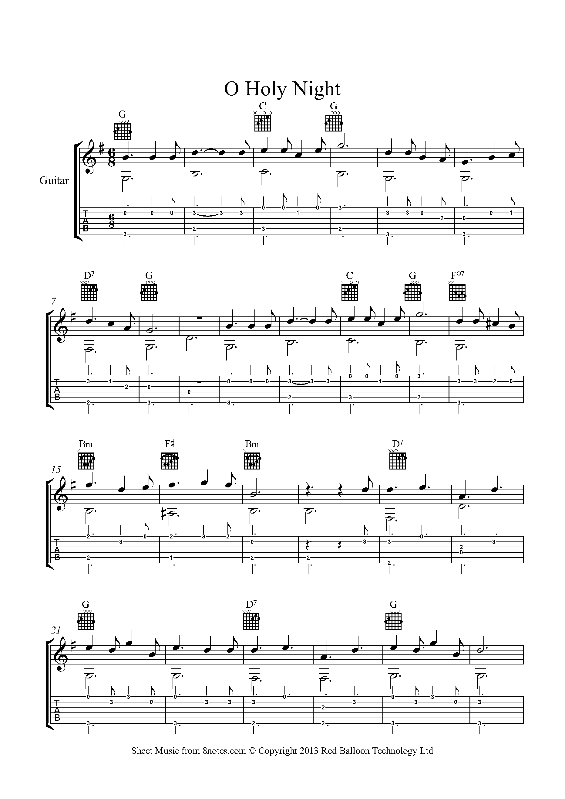 guitar chords to o holy night