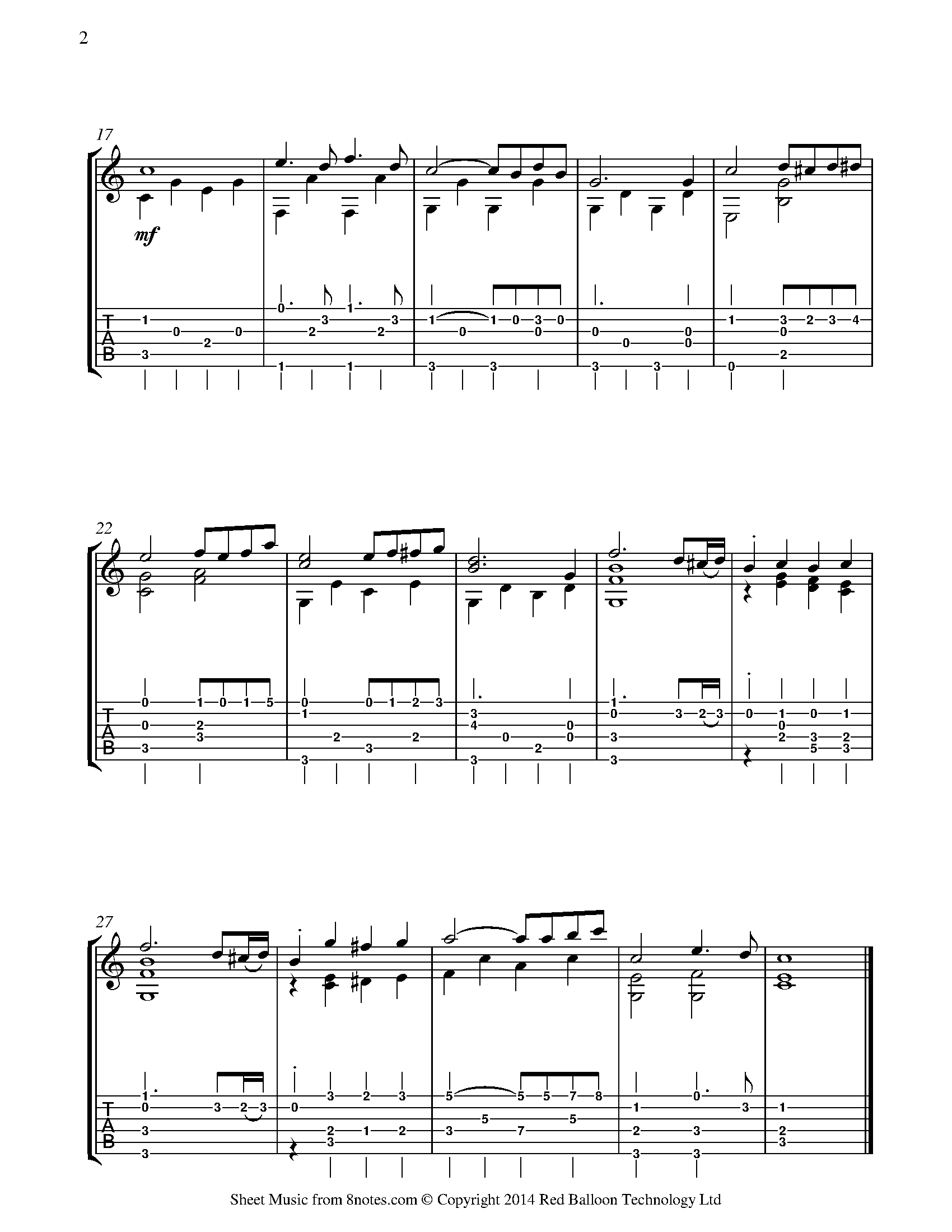Beethoven - Romance In F Op.50 Sheet music for Guitar - 8notes.com