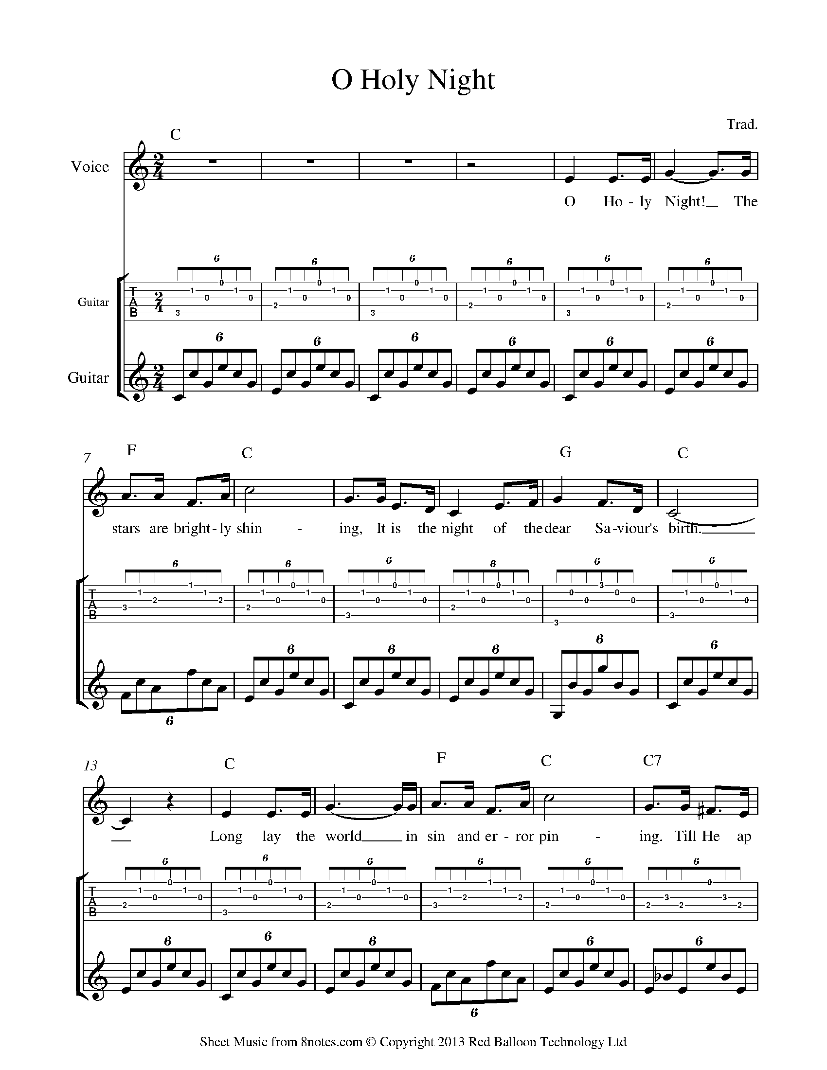 guitar chords to o holy night