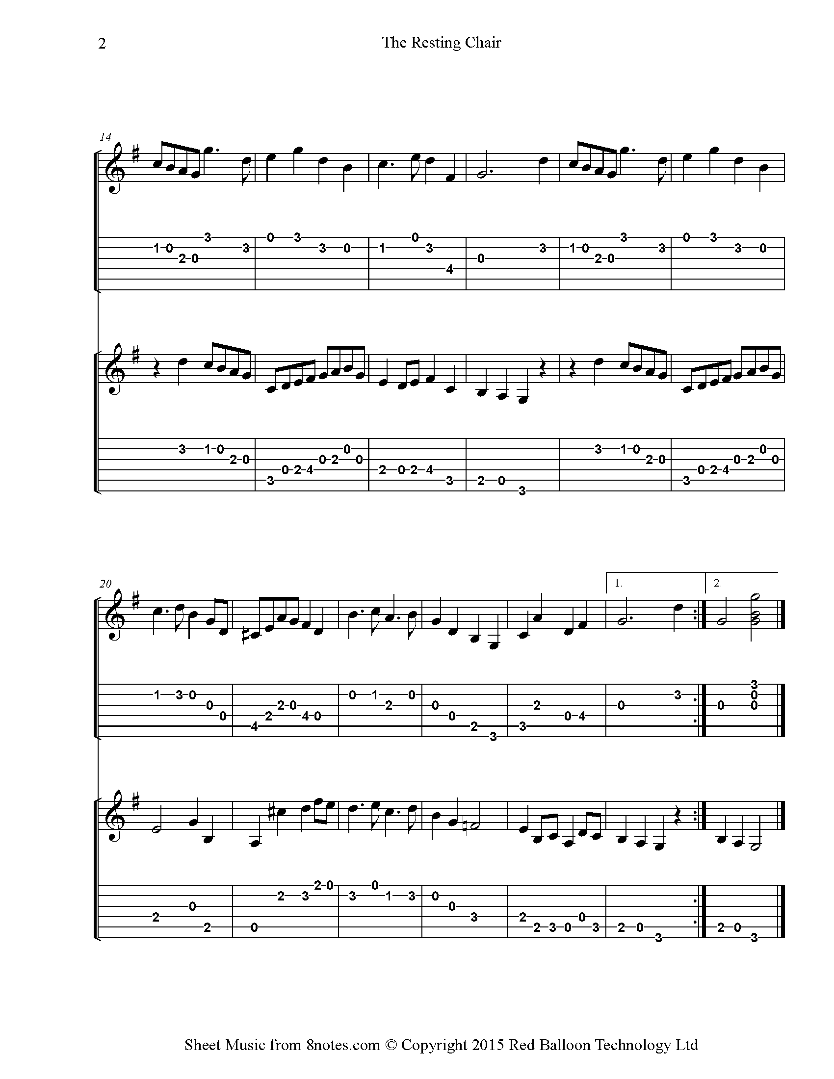 The Resting Chair (Da Auld Resting Chair) Sheet music for Guitar Duet