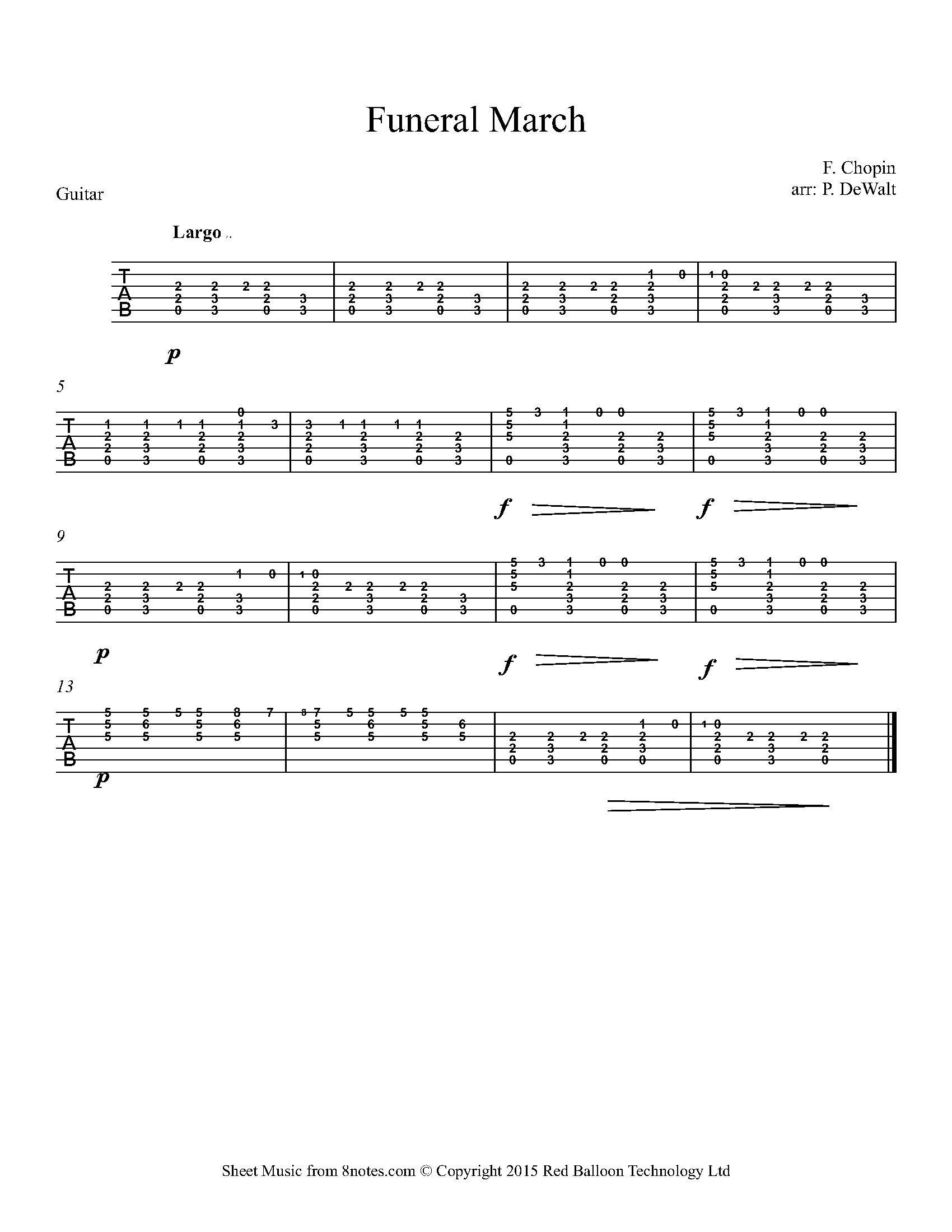 Chopin Funeral March Guitar Tab