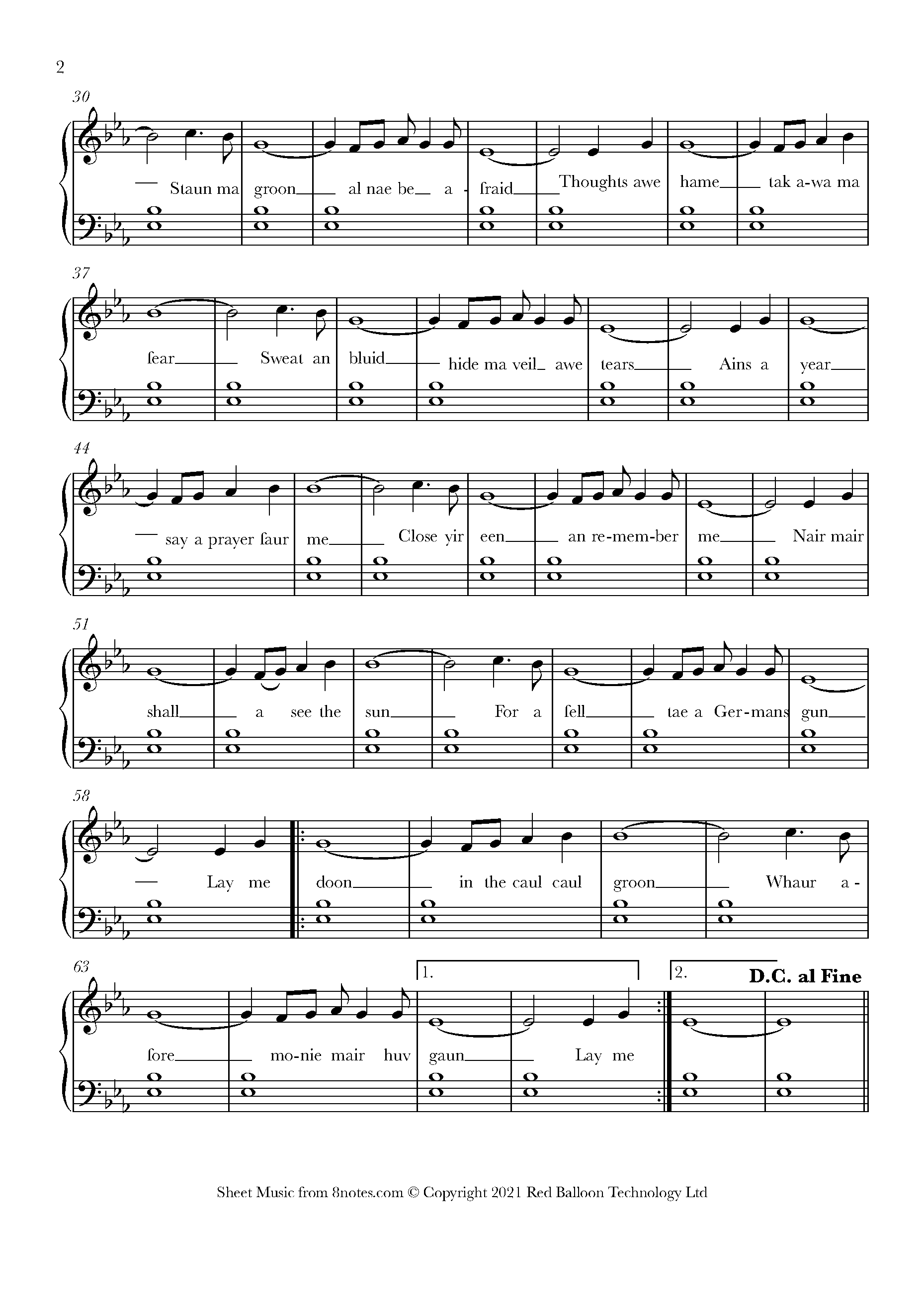 St. MacKenzie (from the film We Were Soldiers) 'Lay Me Doon in the Caul Caul Groon' Sheet music