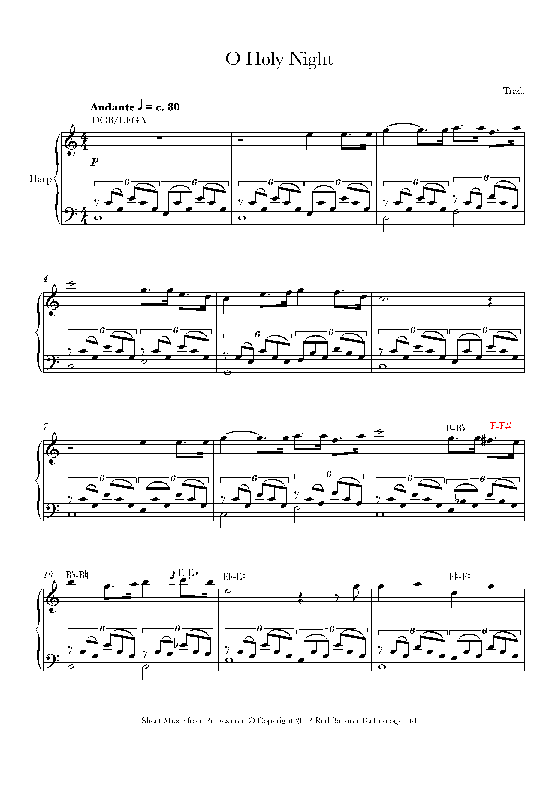 O Holy Night Sheet music for Harp