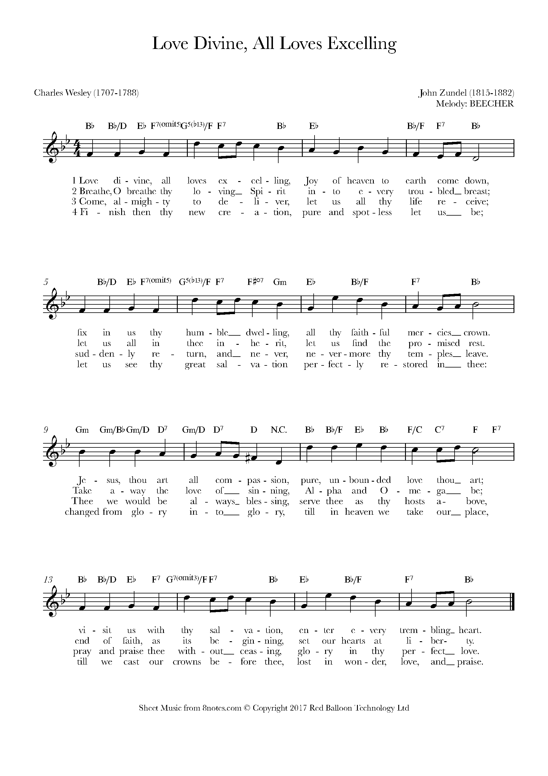 Zundel, John - Love Divine, All Loves Excelling (Beecher
