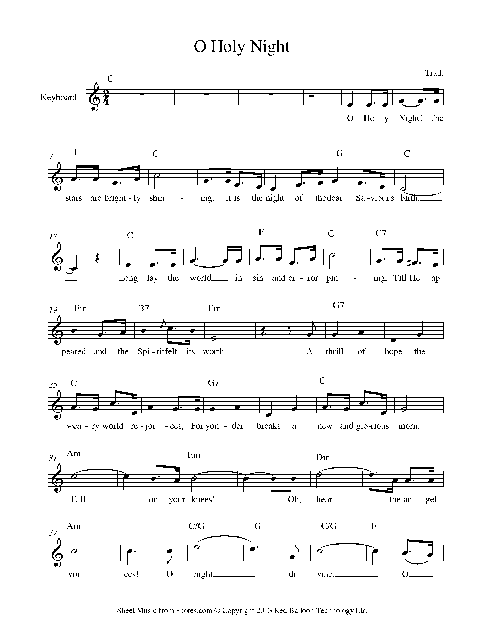 guitar chords to o holy night