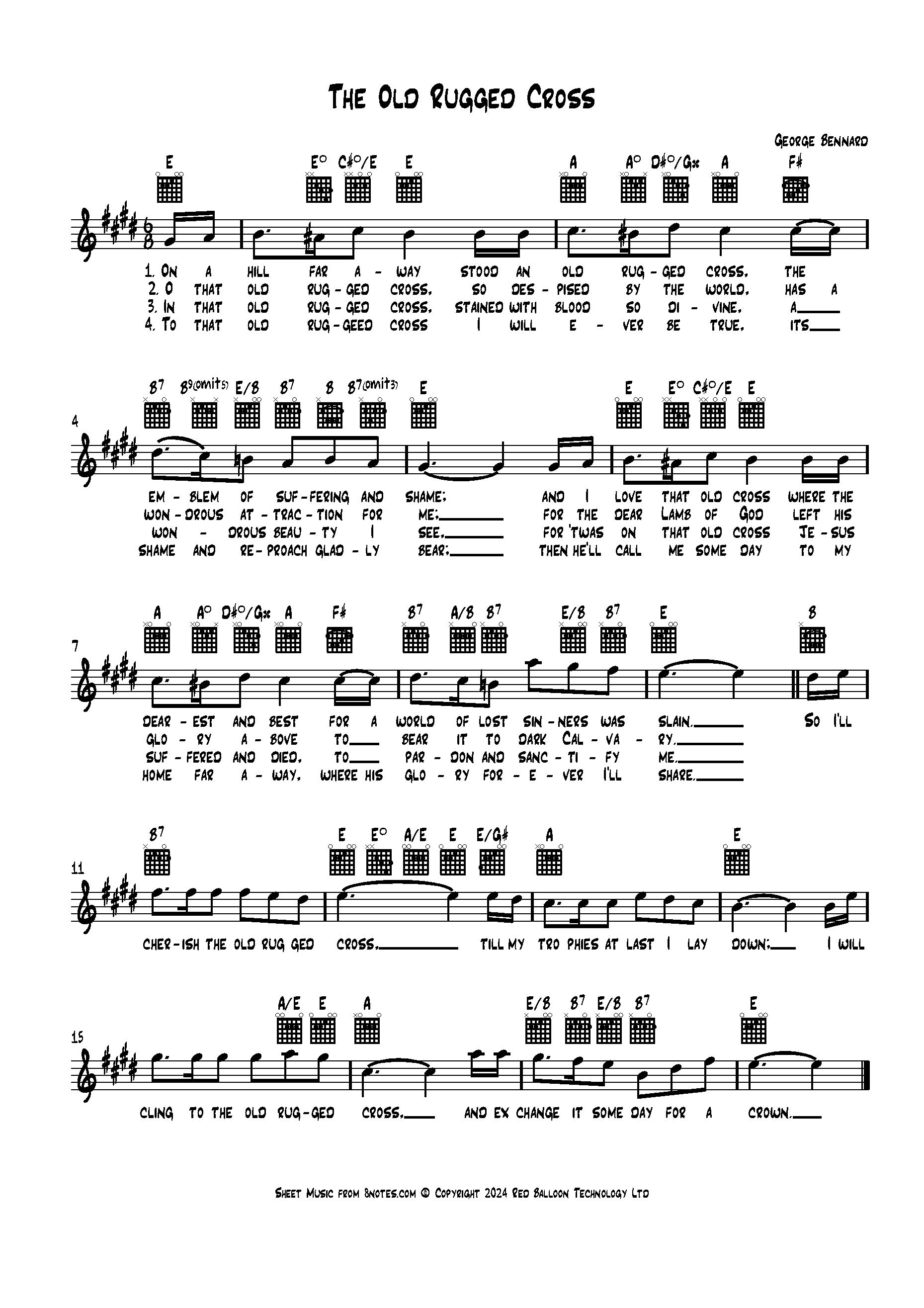 bennard-george-the-old-rugged-cross-for-lead-sheets-free-sheet-music-for-lead-sheets-8notes-com for Printable Free Printable Printable The Old Rugged Cross Sheet Music Bennard, George - The Old Rugged Cross for Lead Sheets - Free Sheet music for Lead Sheets | 8notes.com for Printable Free Printable Printable The Old Rugged Cross Sheet Music