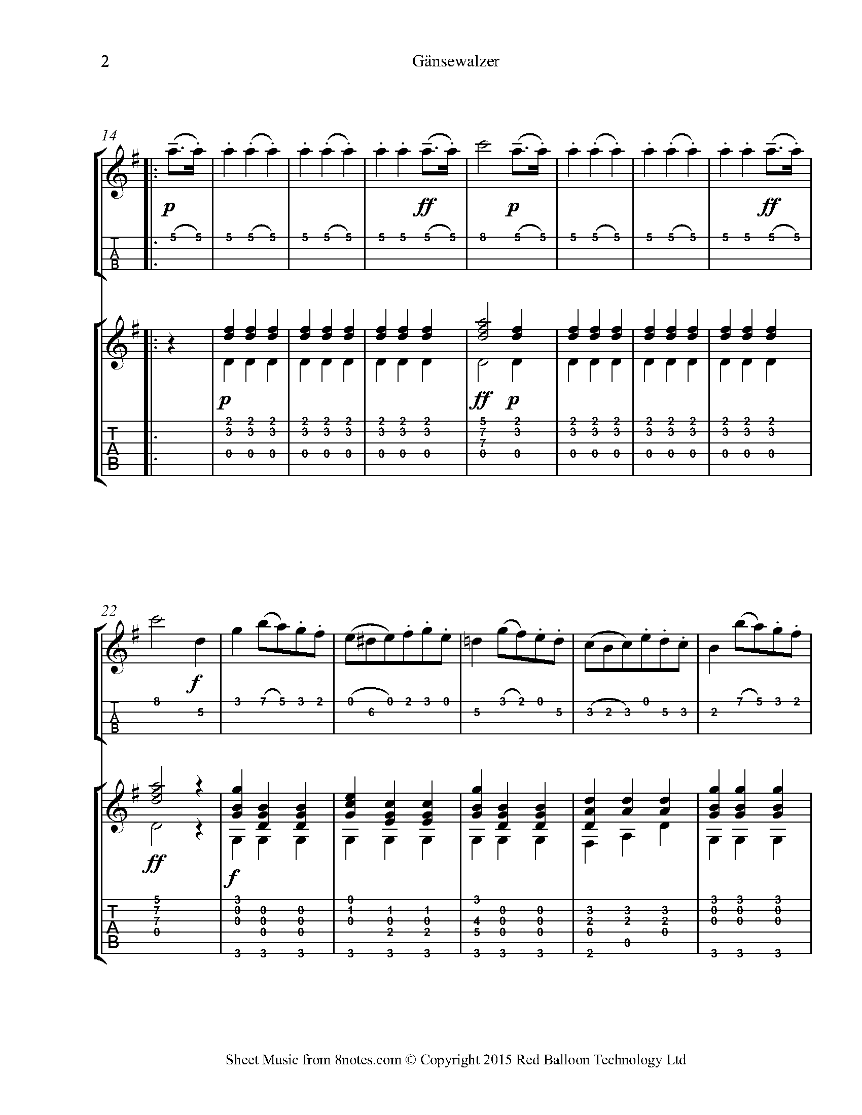 Gänsewalzer Sheet music for MandolinGuitar Duet