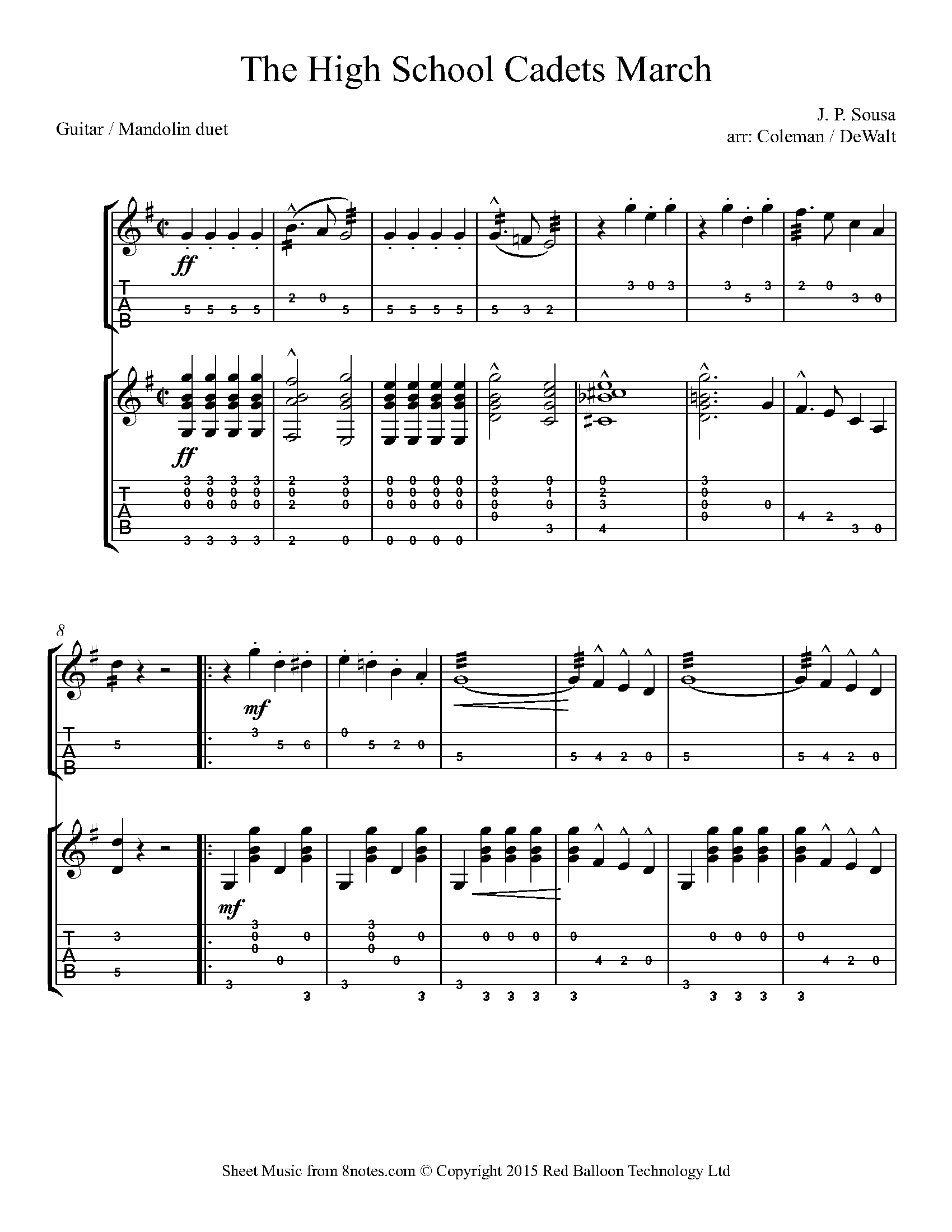 Sousa The High School Cadets March Sheet music for MandolinGuitar